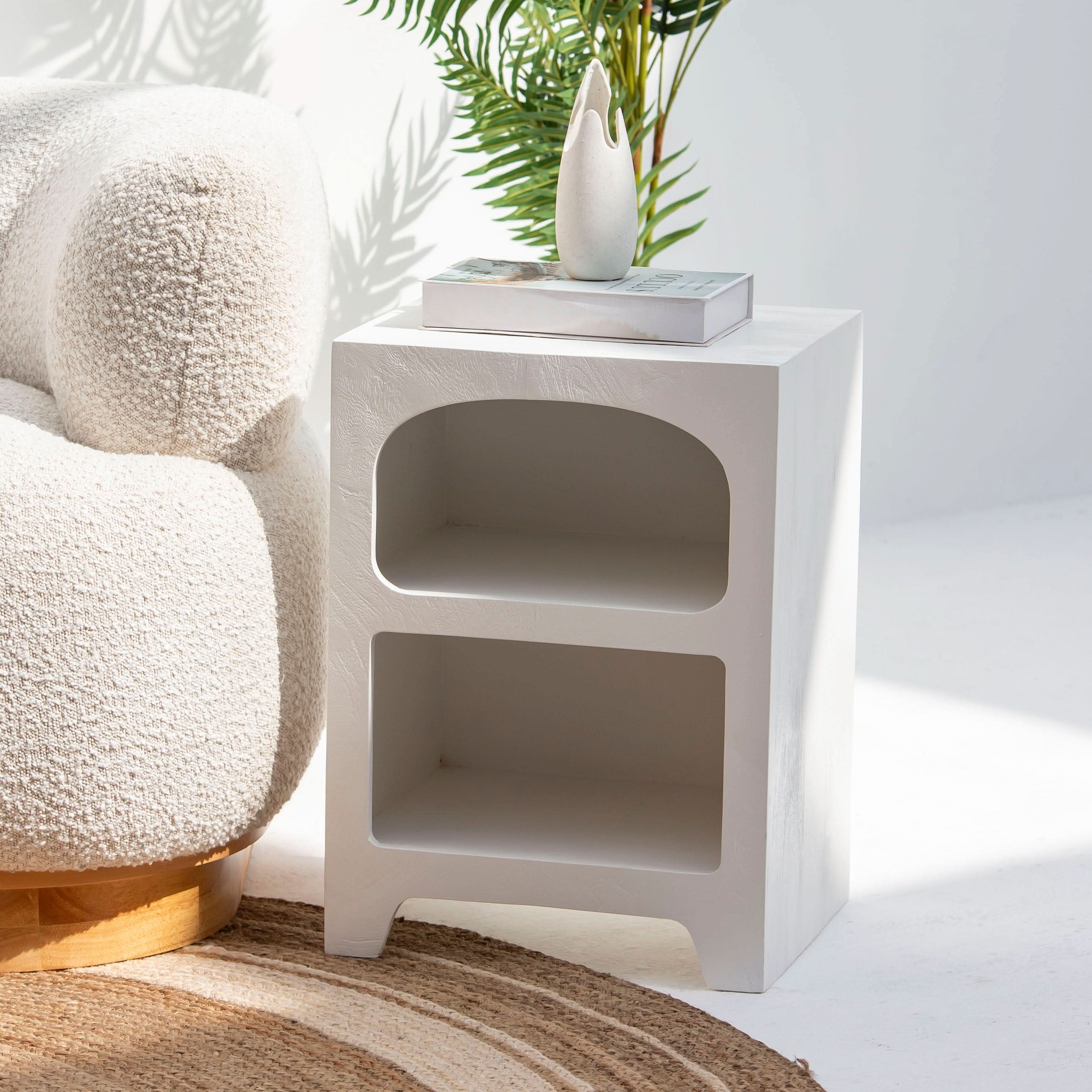 ARCH WHITE NIGHTSTAND TABLE - Art and craft furniture