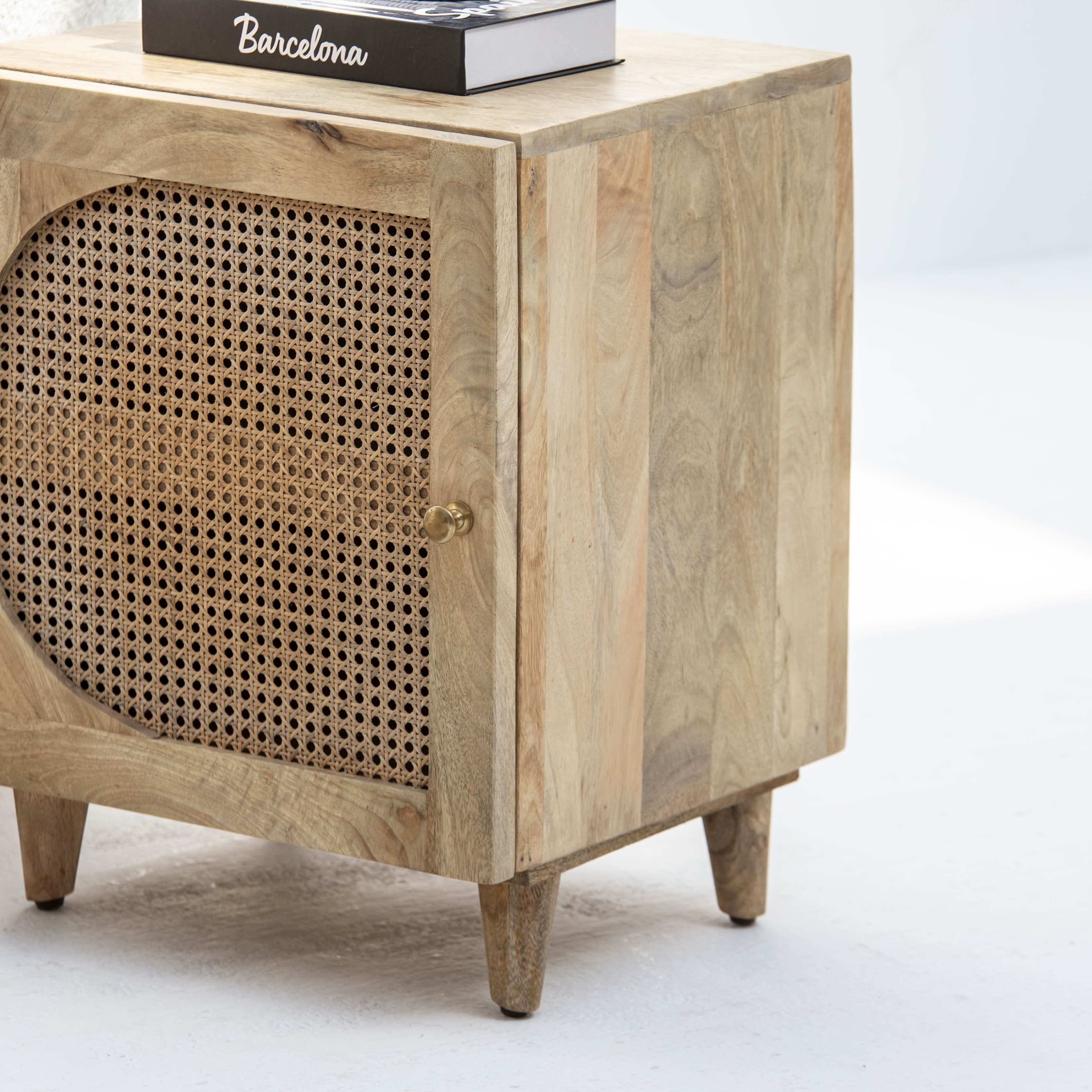 CANOVIA CANE ONE DOOR NIGHTSTAND TABLE - Art and craft furniture