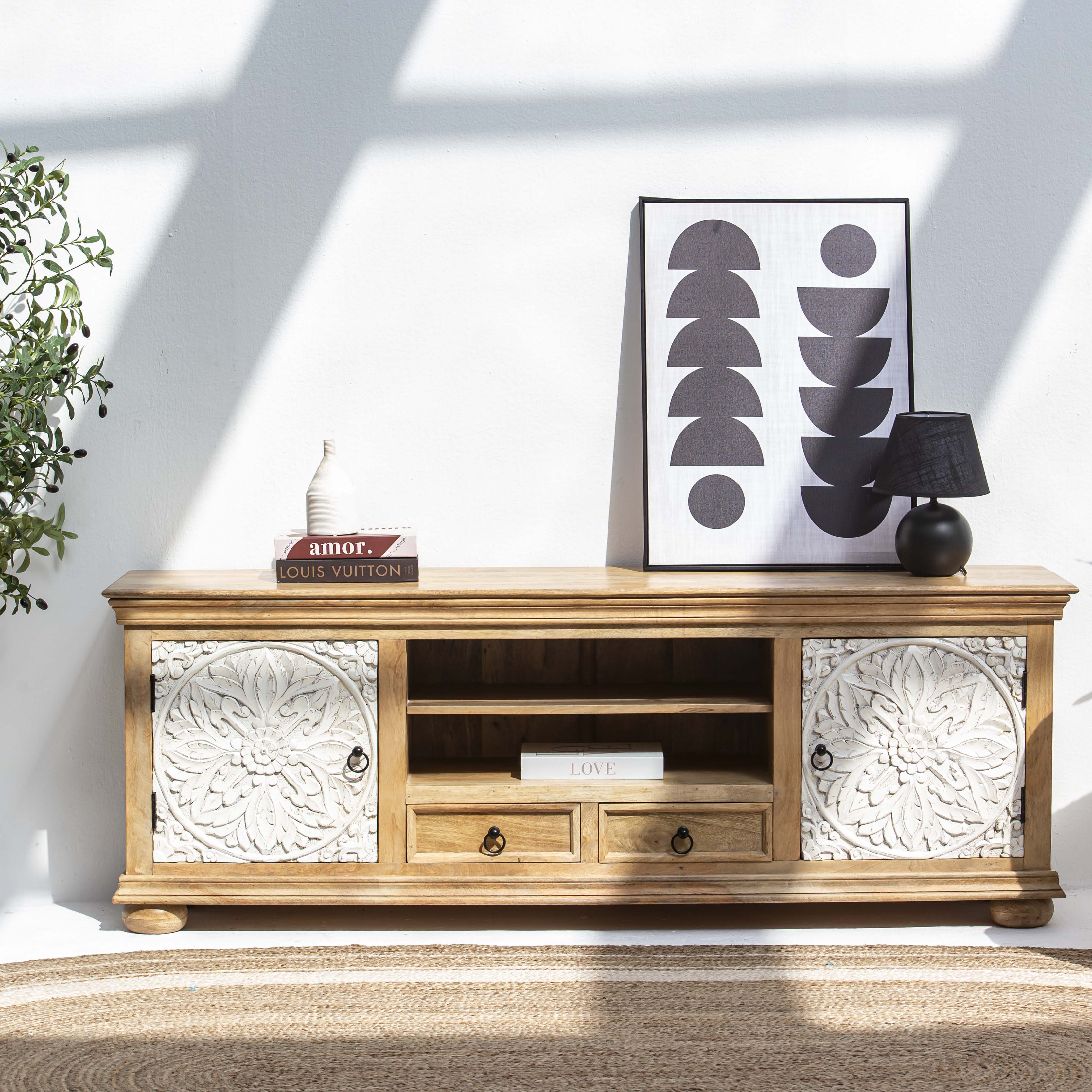 VANELLE WOODEN TV UNIT - Art and craft furniture
