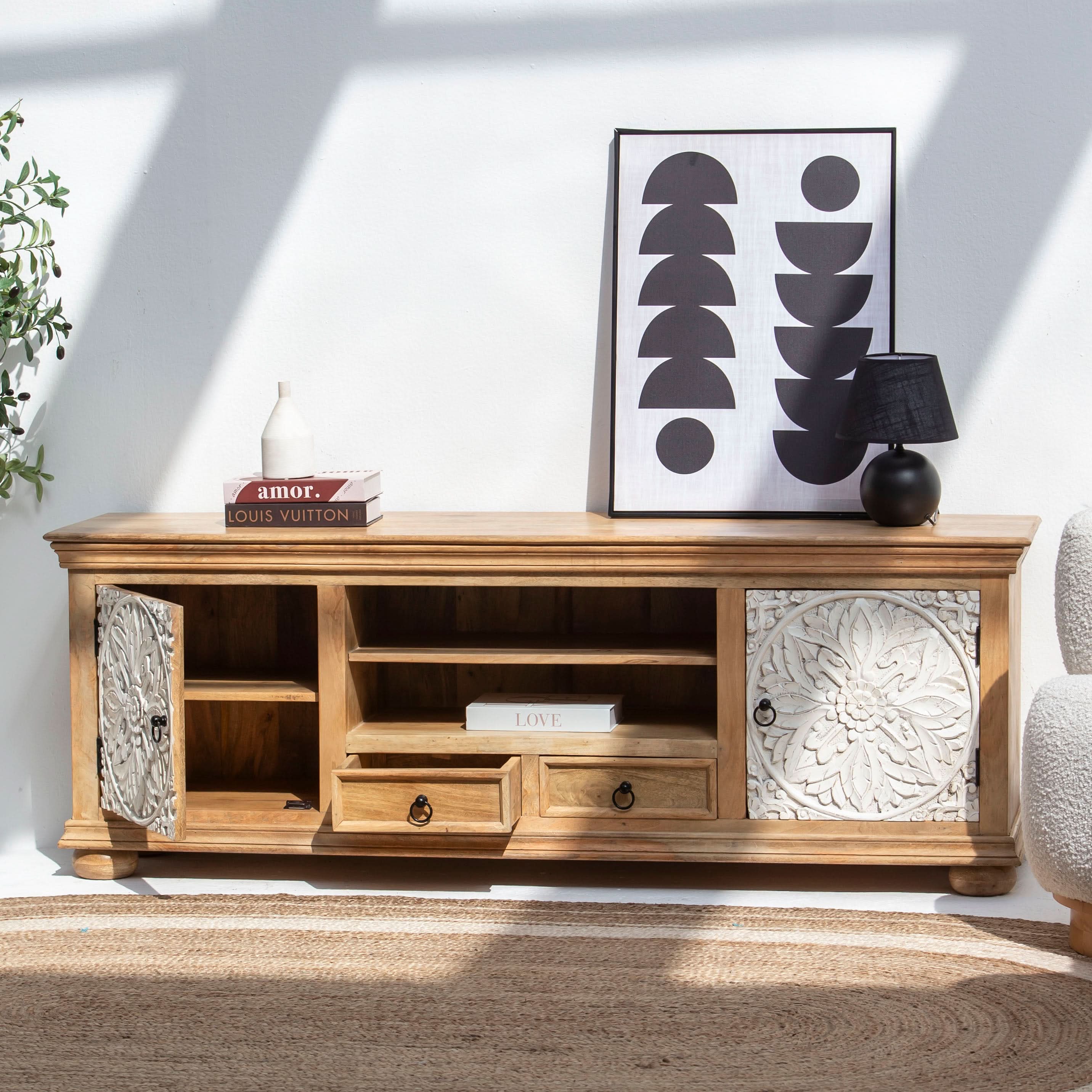 VANELLE WOODEN TV UNIT - Art and craft furniture