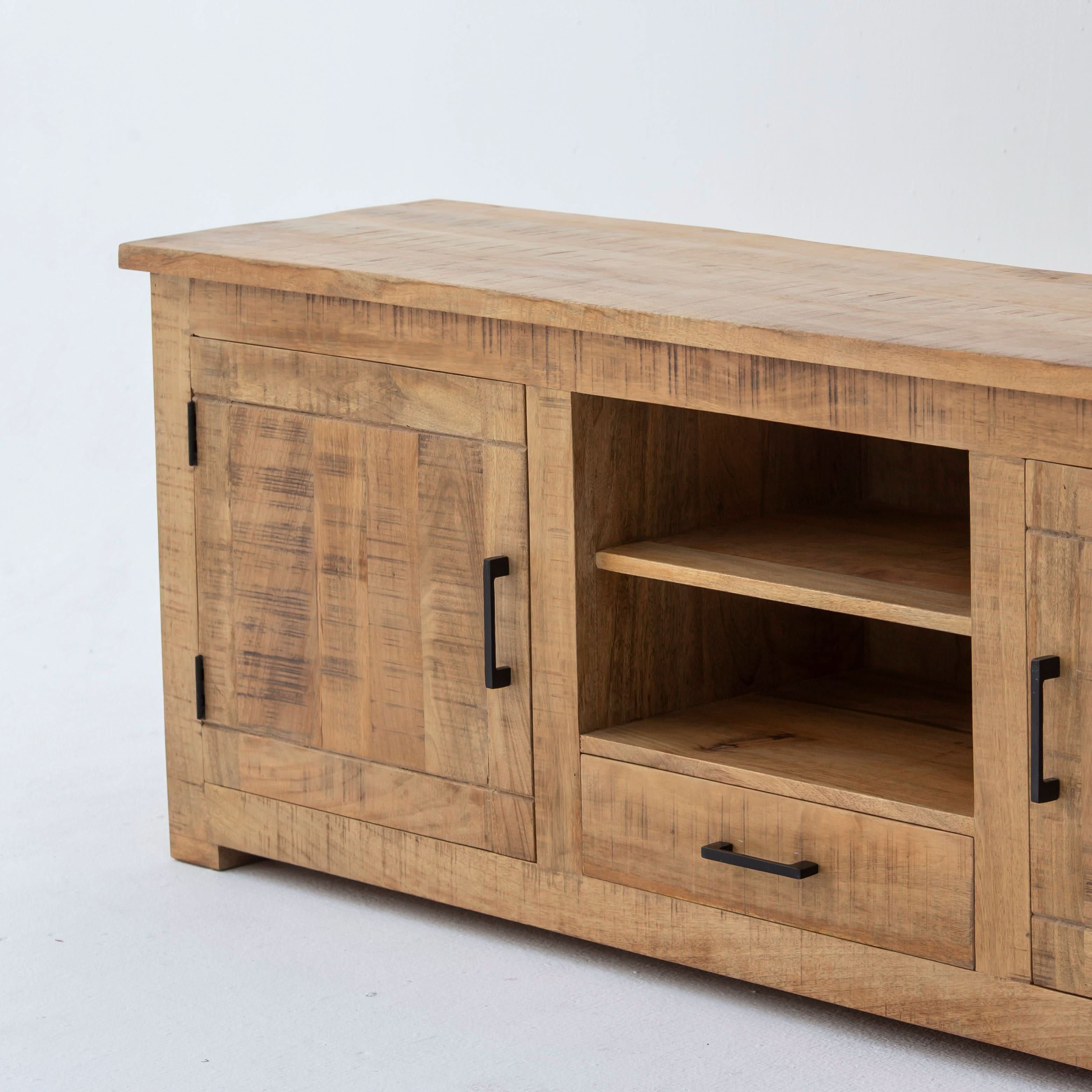 MANGOEDGE WOODEN TWO DOOR ONE DRAWER TV STAND - Art and craft furniture