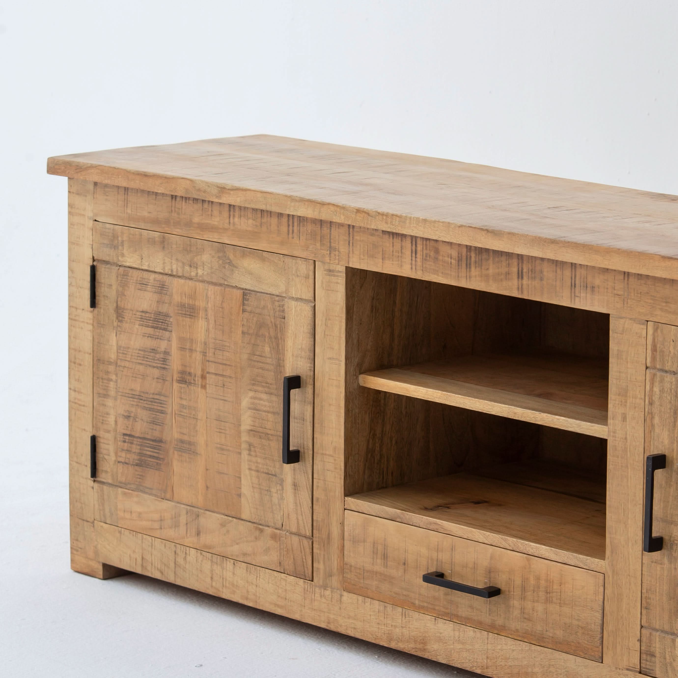 MANGOEDGE WOODEN TWO DOOR ONE DRAWER TV STAND - Art and craft furniture