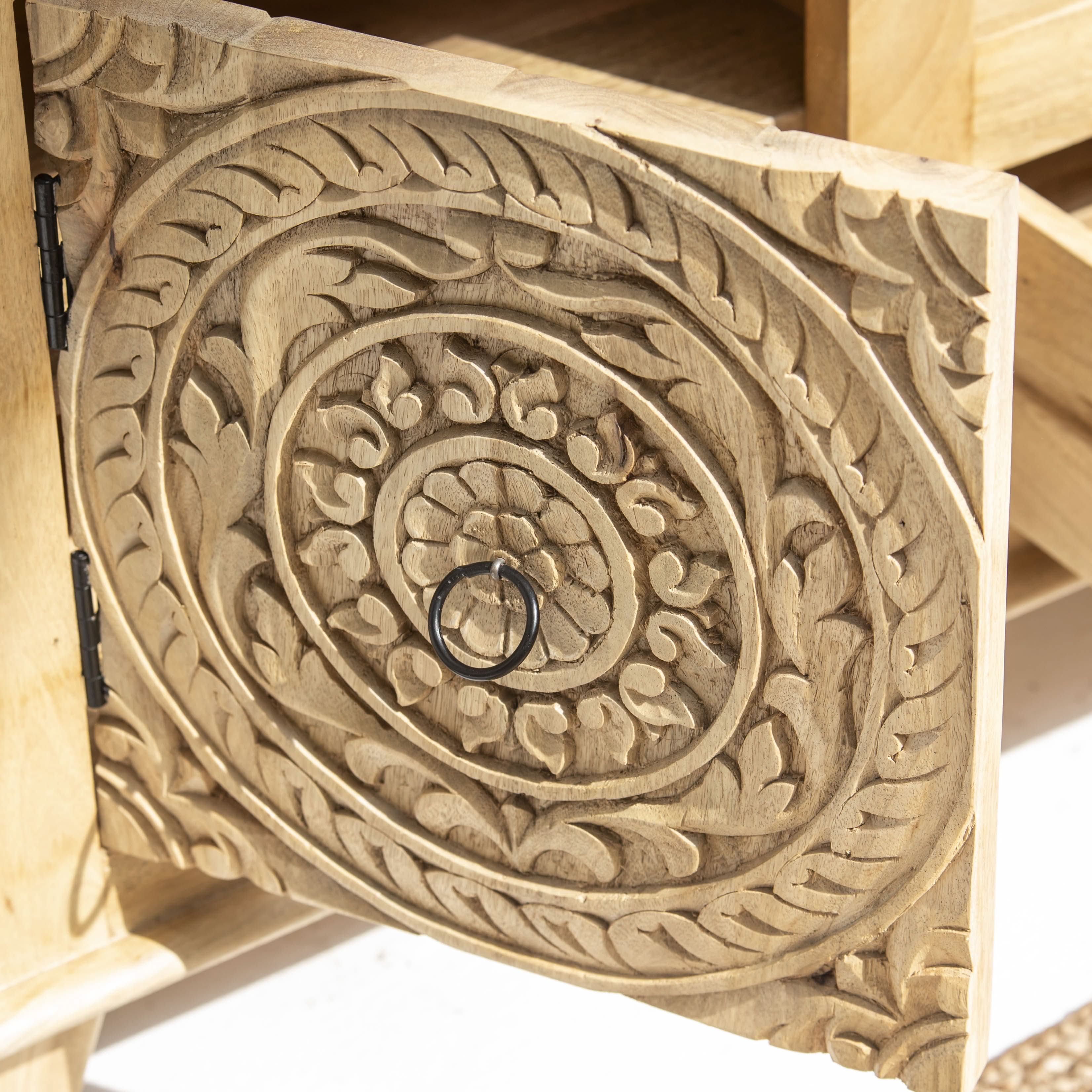 CARVA CARVING WOODEN TV STAND - Art and craft furniture