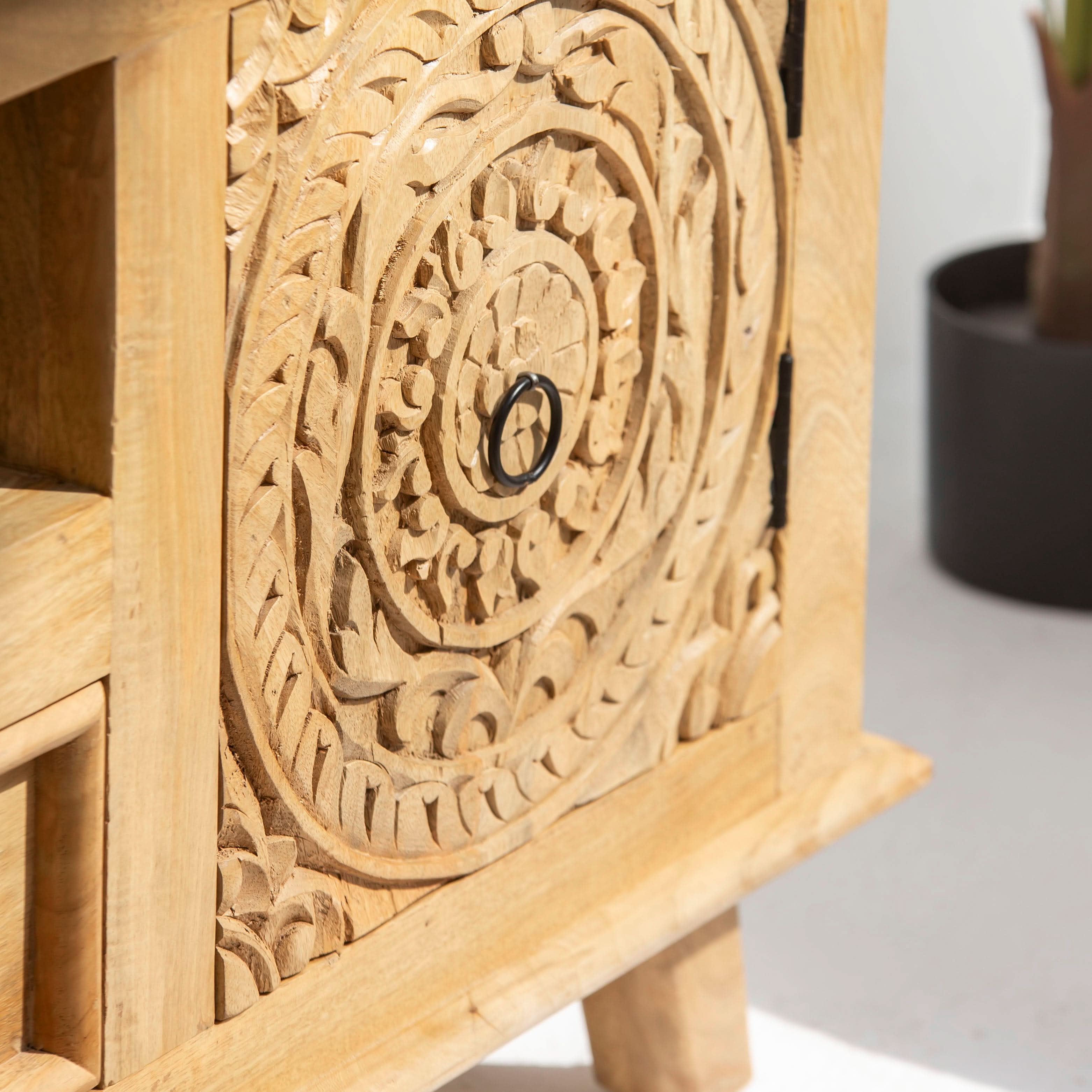 CARVA CARVING WOODEN TV STAND - Art and craft furniture