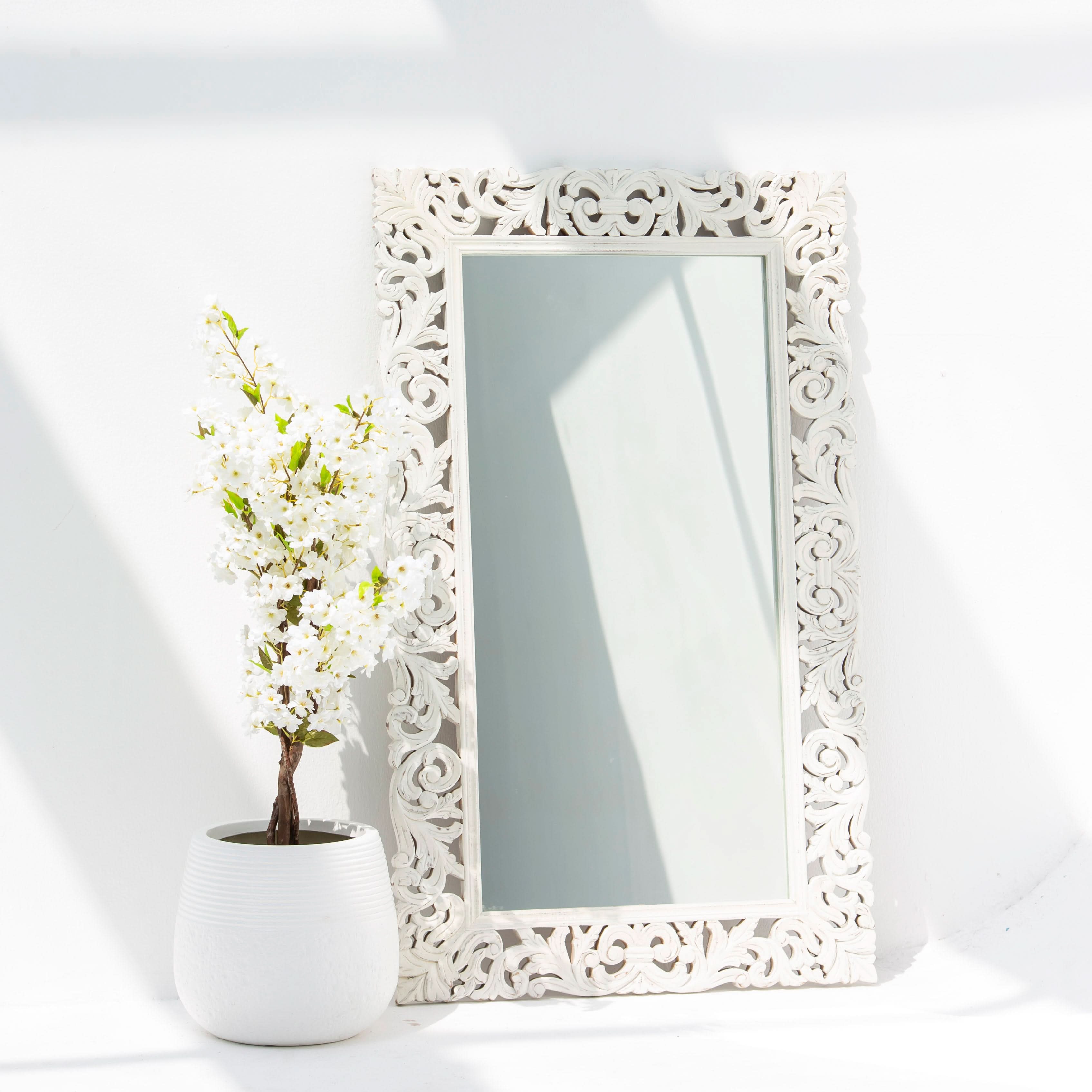 Hand carved Mango wood Mirror Frame - Art and craft furniture