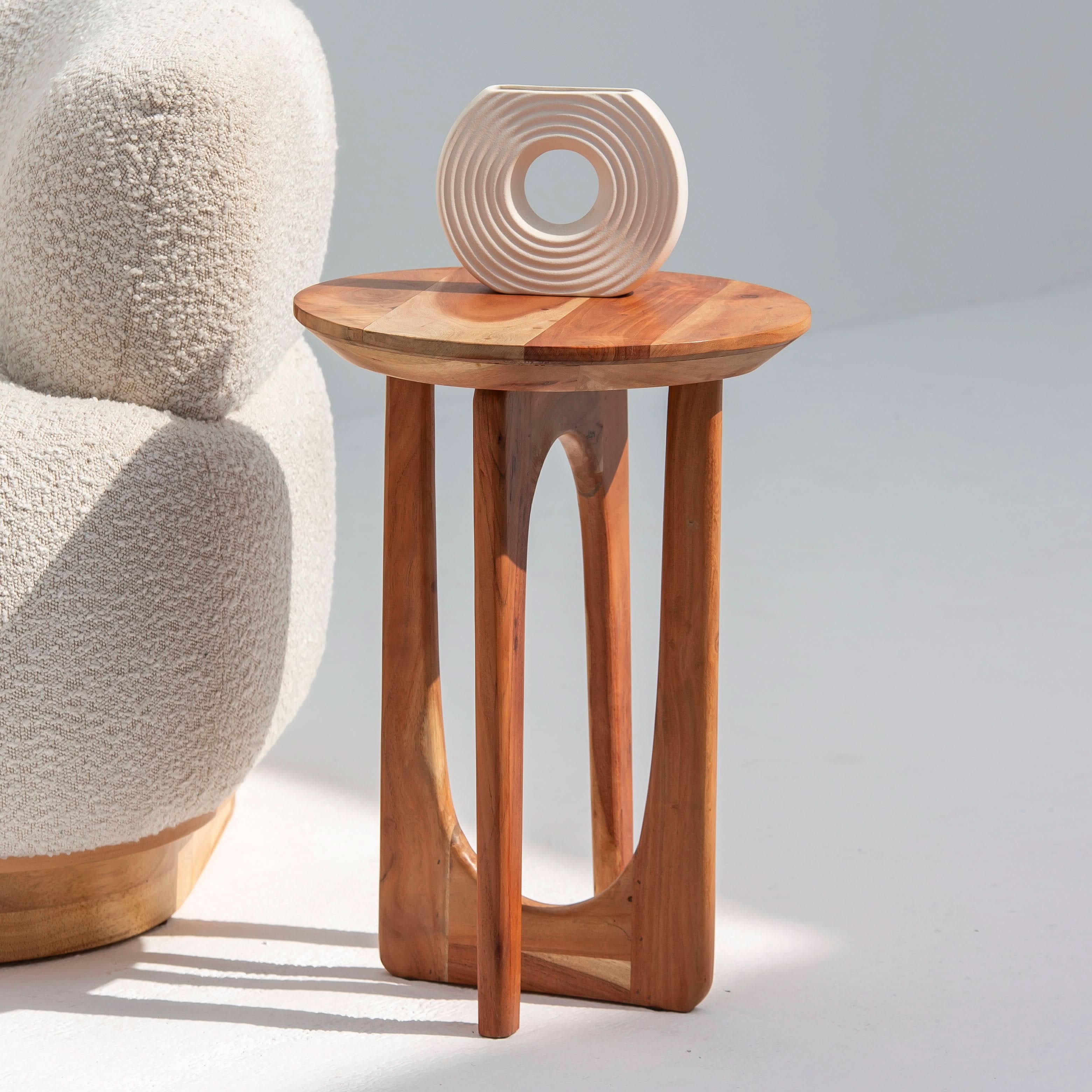 ACACIA ROUND SIDE TABLE - Art and craft furniture