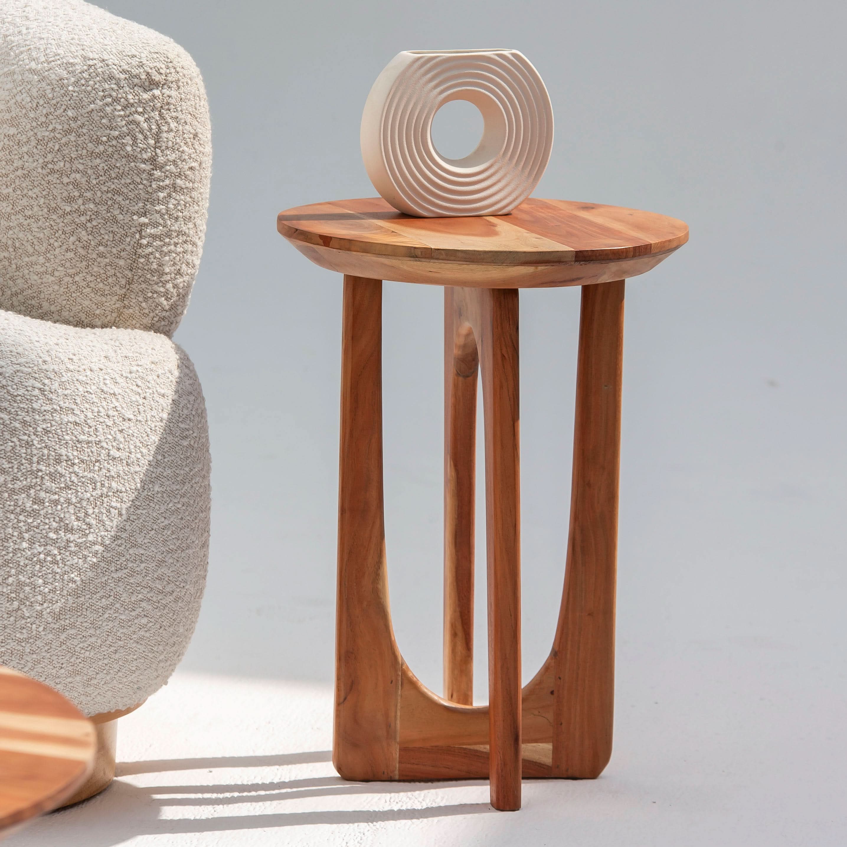 ACACIA ROUND SIDE TABLE - Art and craft furniture