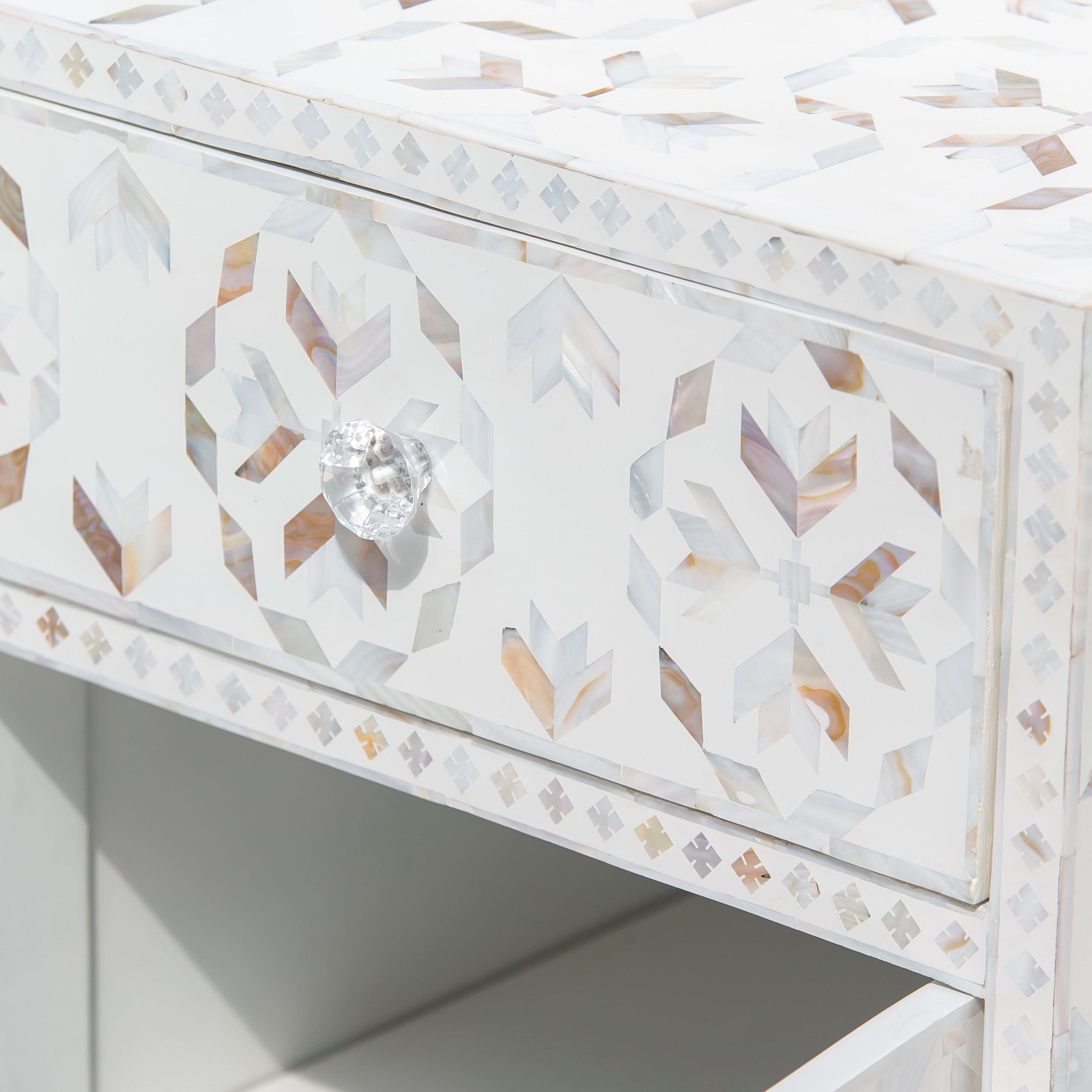 GEOMETRIC WHITE MOTHER OF PEARL SIDEBOARD - Art and craft furniture