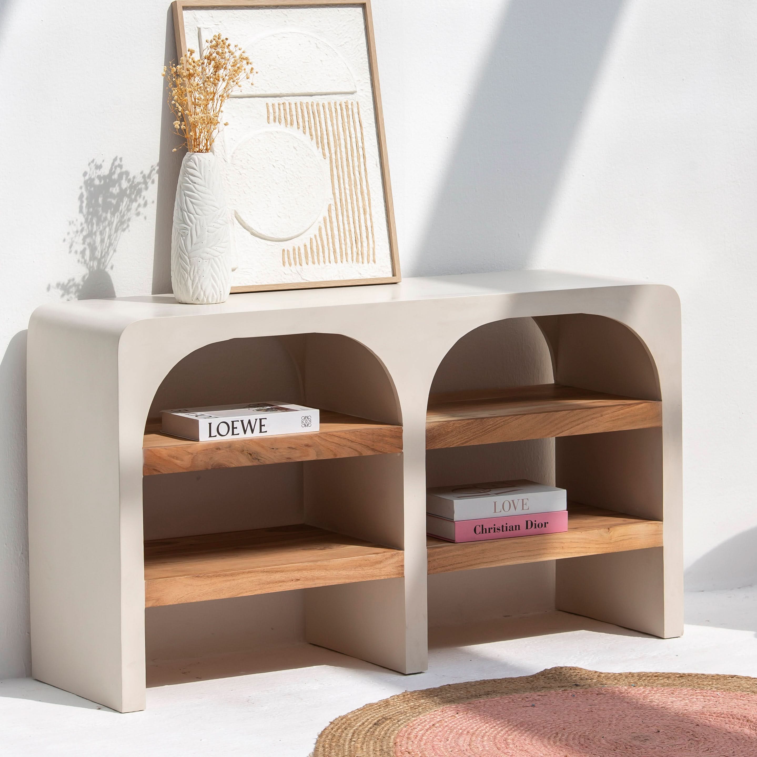 NATURA CURVE WOODEN OPEN BOOKSHELF - Art and craft furniture
