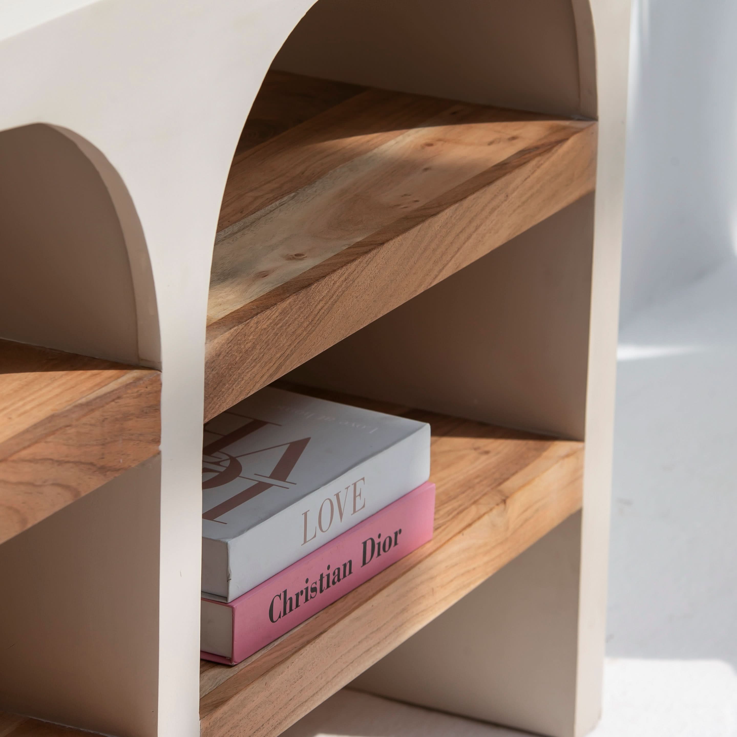 NATURA CURVE WOODEN OPEN BOOKSHELF - Art and craft furniture