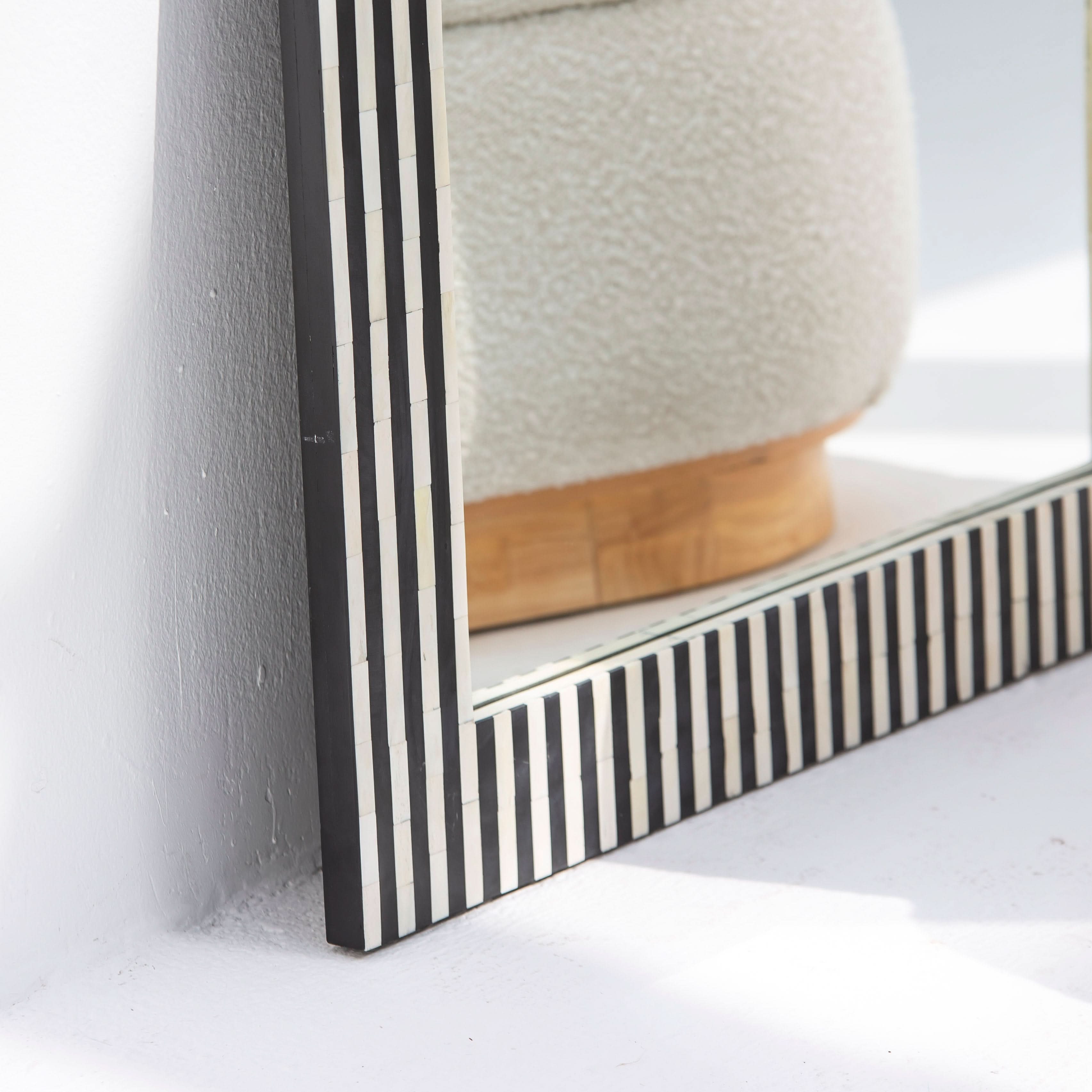 MYSTIC-BLACK STRIP INLAY MIRROR FRAME - Art and craft furniture