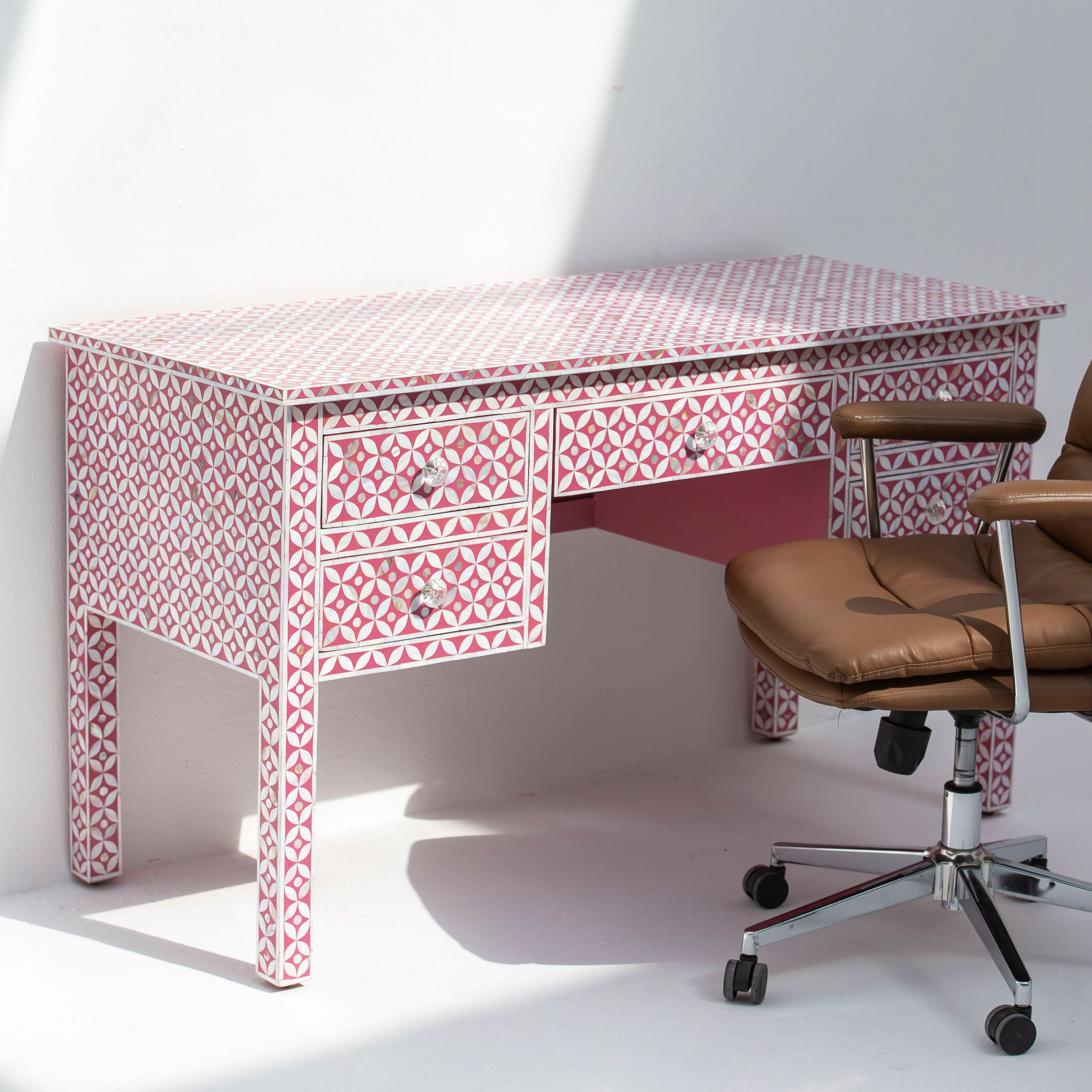 ESSENCE MOTHER OF PEARL FIVE DRAWER DESK - Art and craft furniture