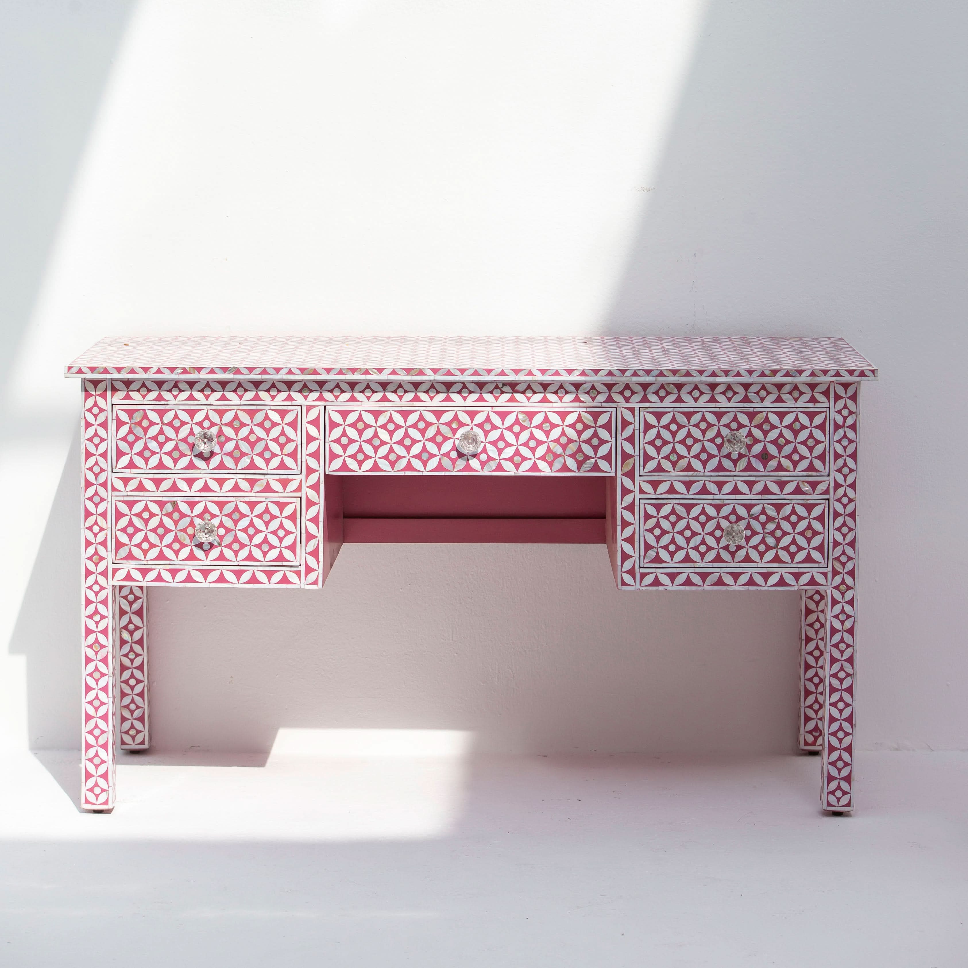 ESSENCE MOTHER OF PEARL FIVE DRAWER DESK - Art and craft furniture