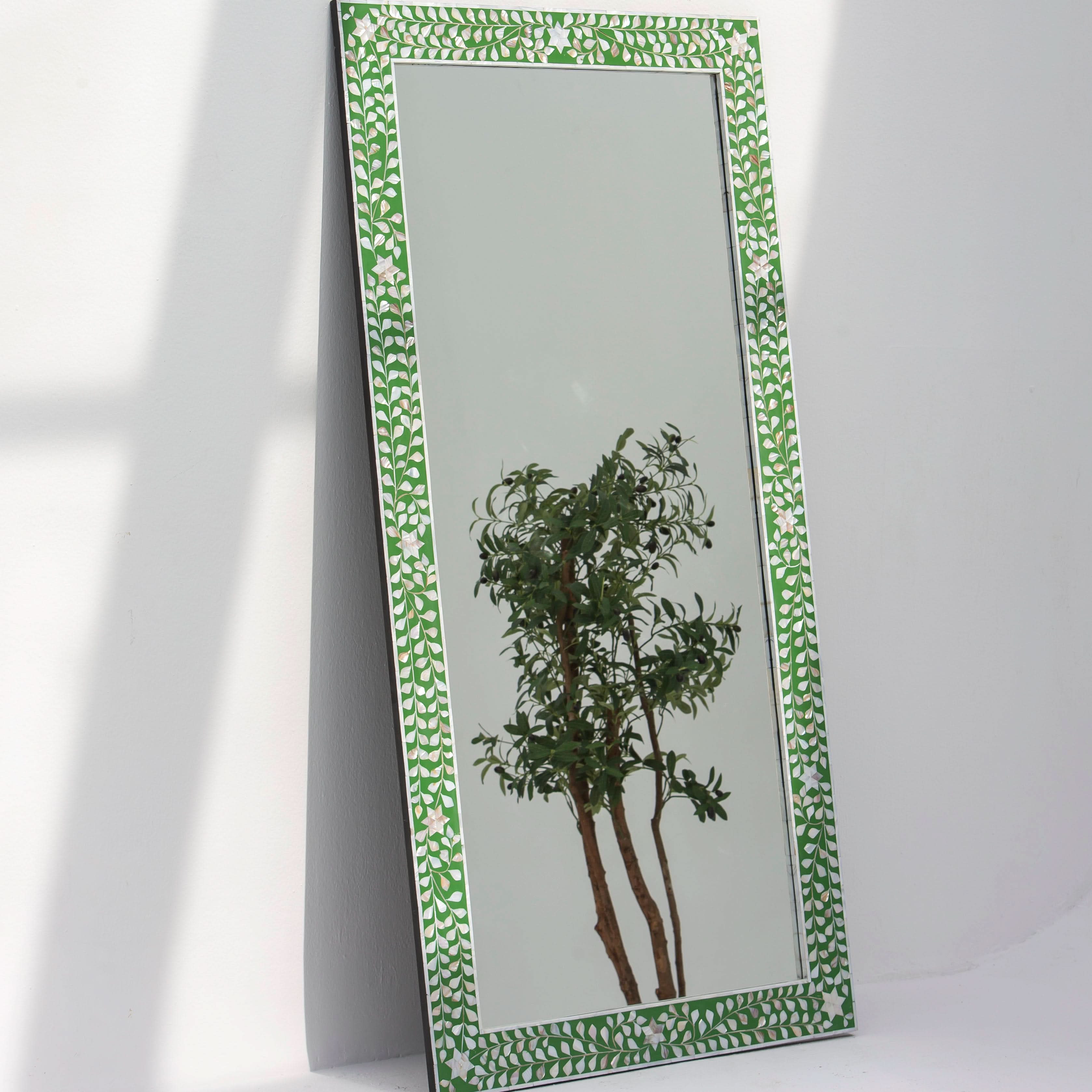 OCEAN-GREEN MOTHER OF PEARL MIRROR FRAME - Art and craft furniture
