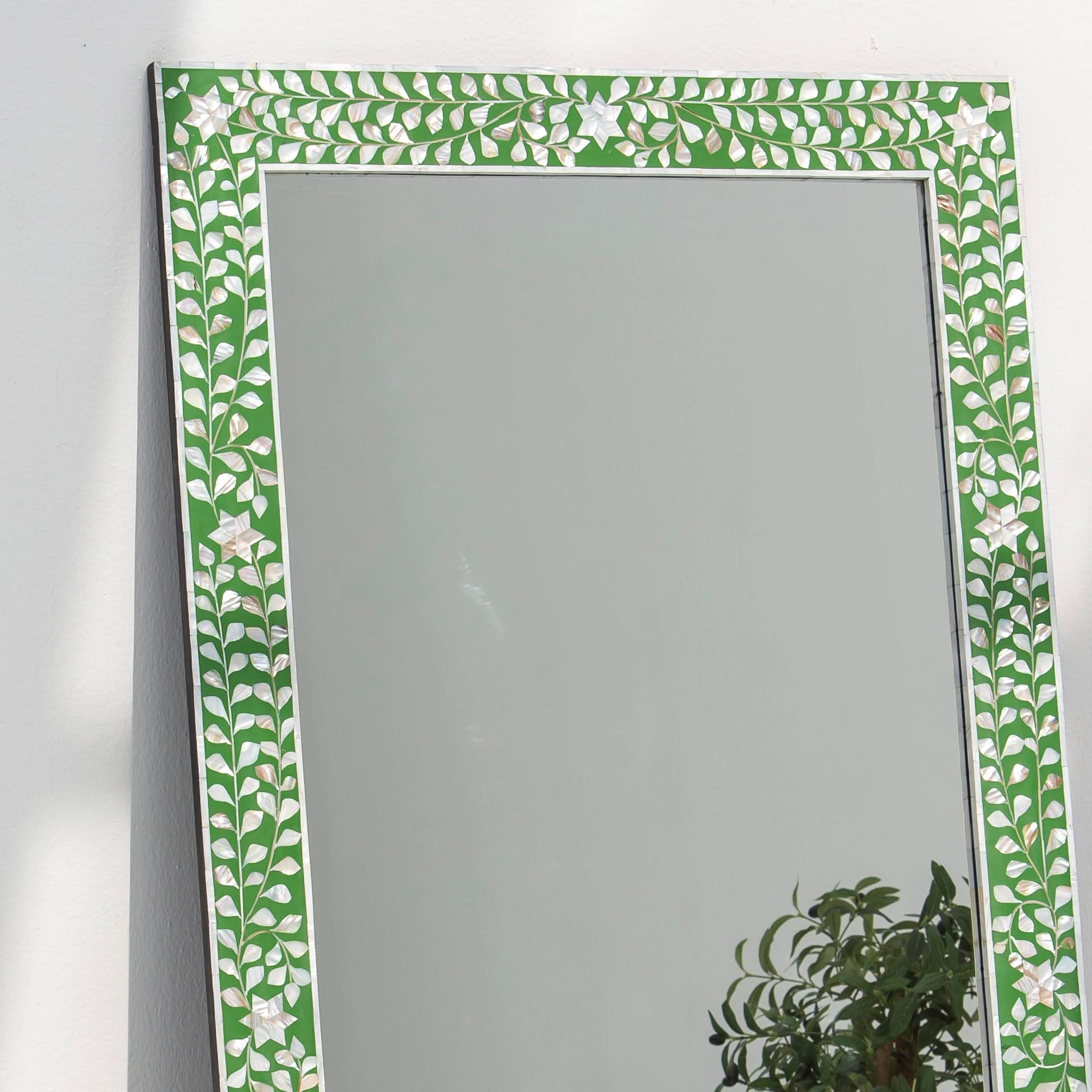 OCEAN-GREEN MOTHER OF PEARL MIRROR FRAME - Art and craft furniture
