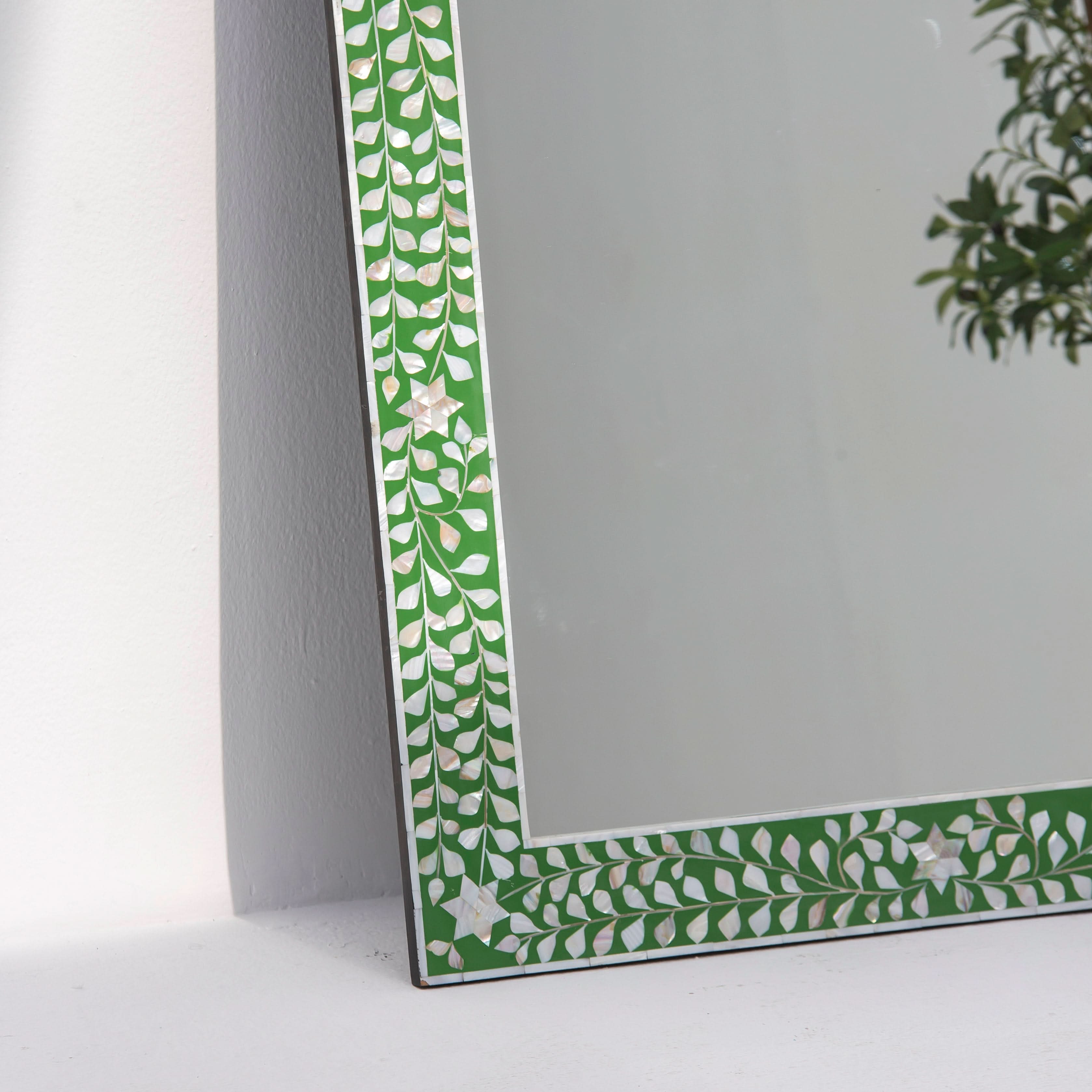 OCEAN-GREEN MOTHER OF PEARL MIRROR FRAME - Art and craft furniture