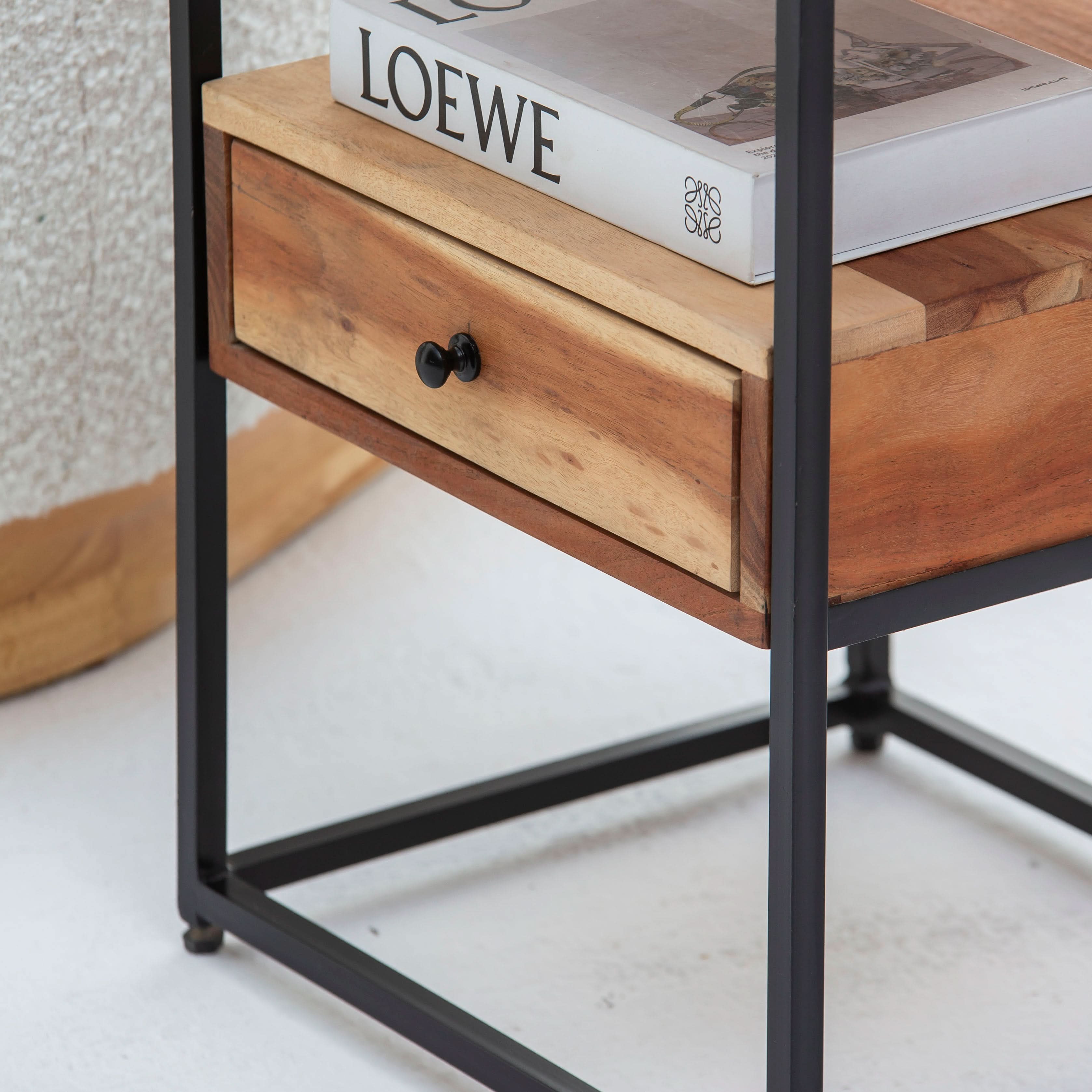 VILLENEUVE IRON ONE DRAWER NIGHTSTAND TABLE - Art and craft furniture