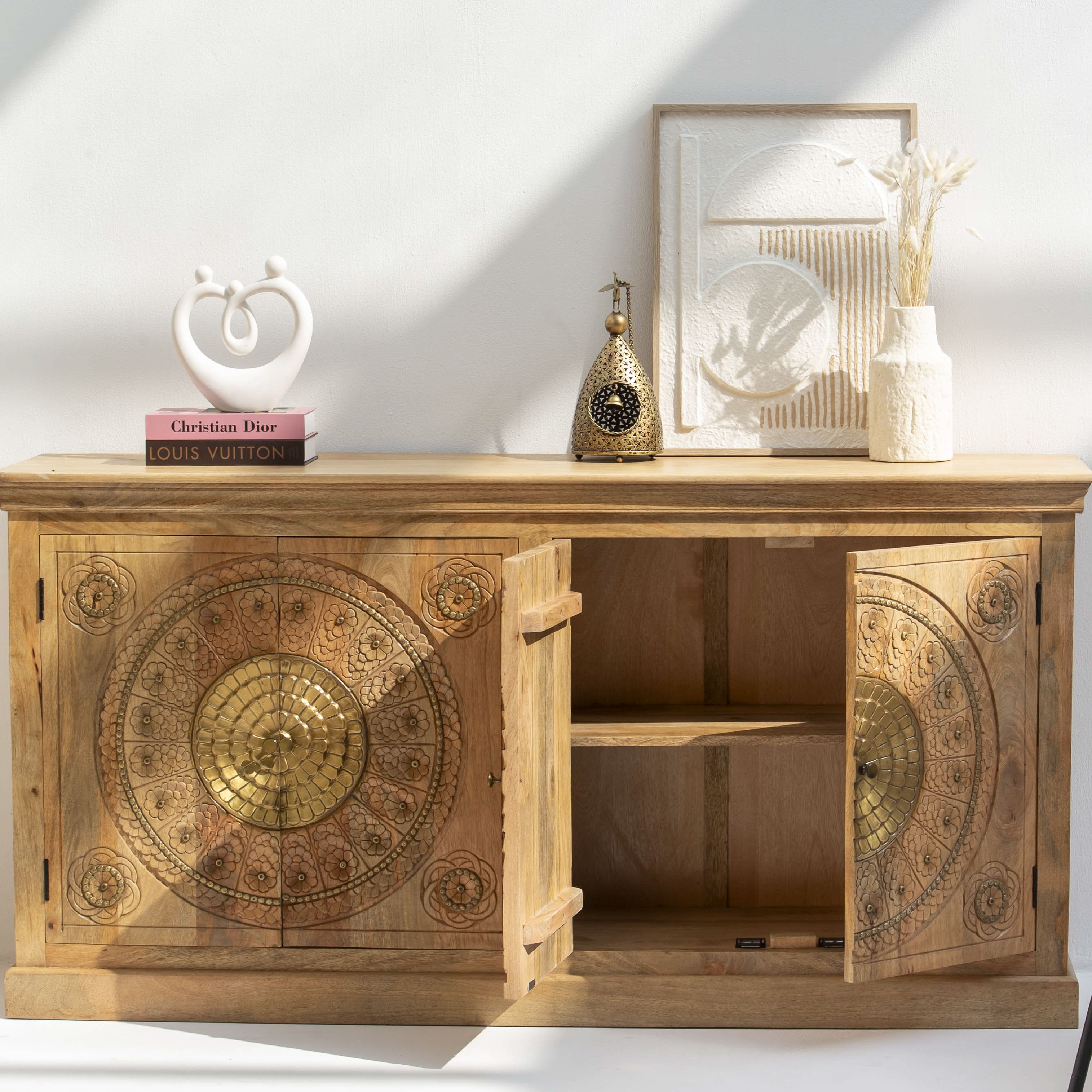 GOLD COAT WOODEN FOUR DOOR SIDEBOARD - Art and craft furniture