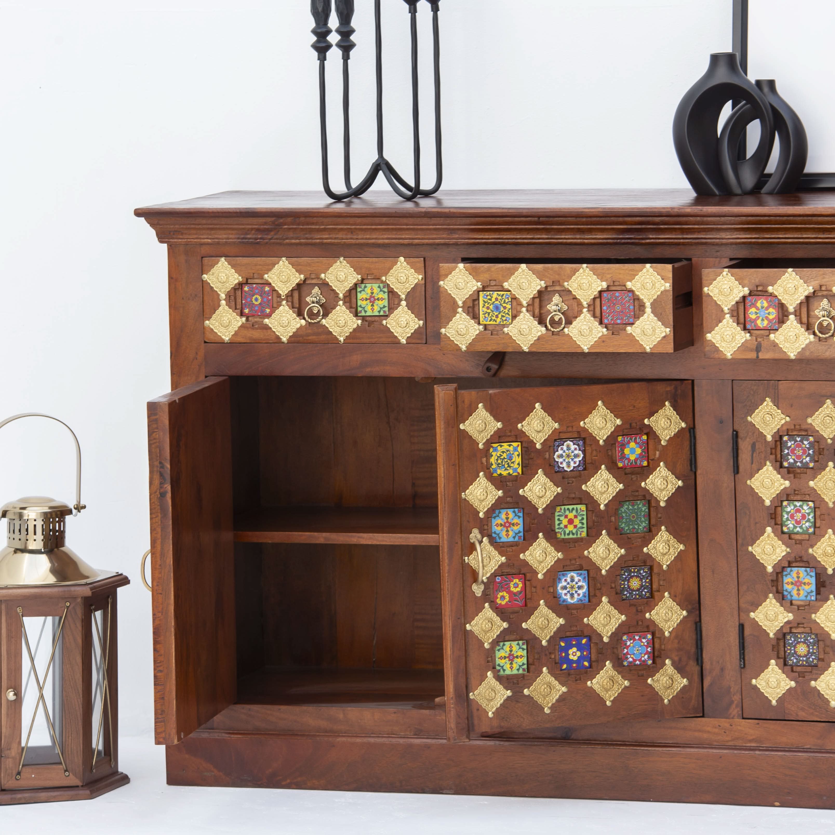 SHESTILE WOODEN FOUR DOOR SIDEBOARD - Art and craft furniture
