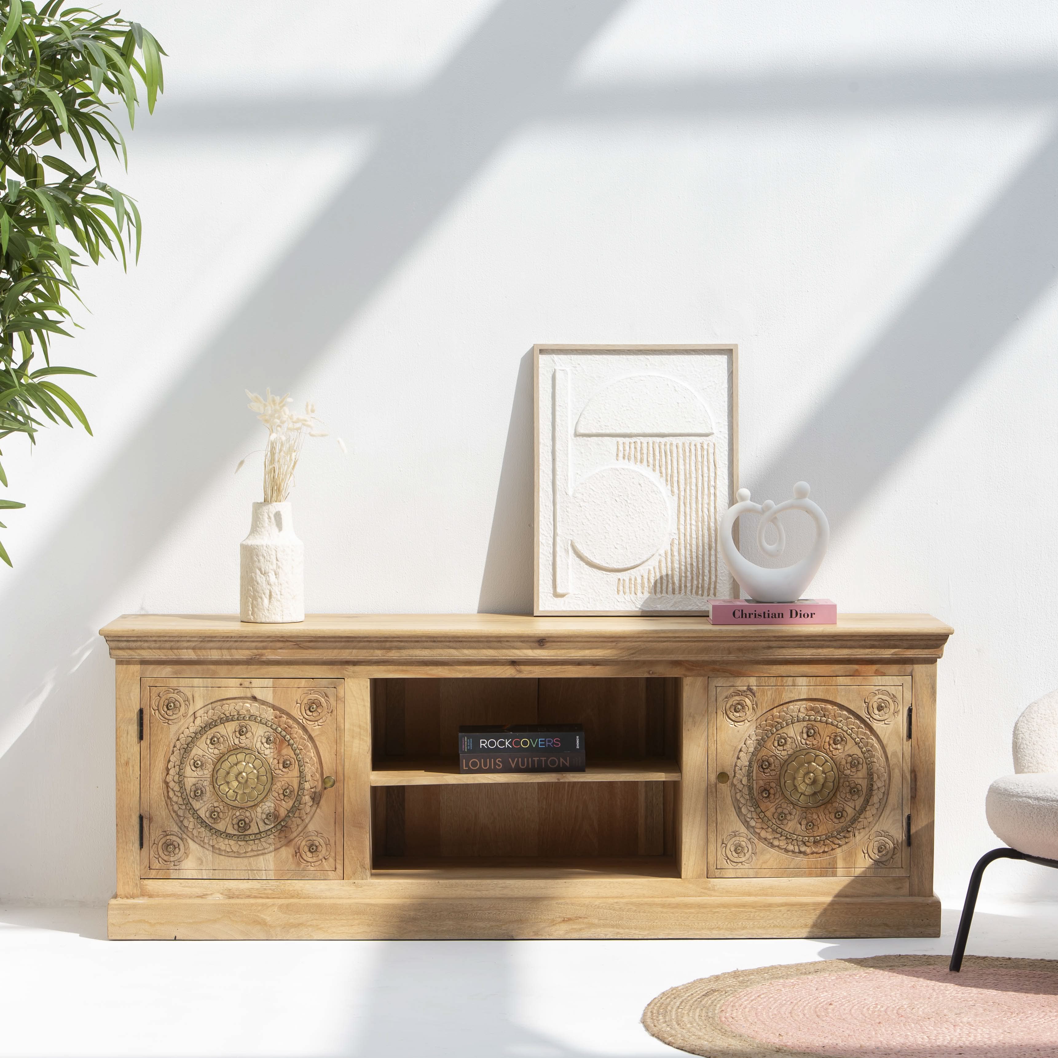 GOLD-COAT WOODEN TV STAND - Art and craft furniture