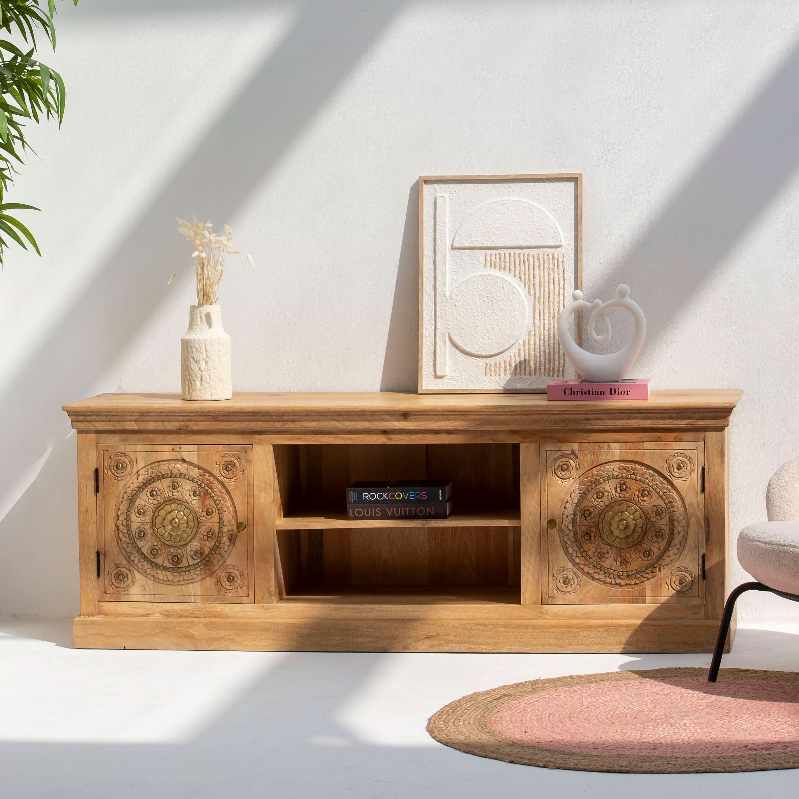 GOLD-COAT WOODEN TV STAND - Art and craft furniture