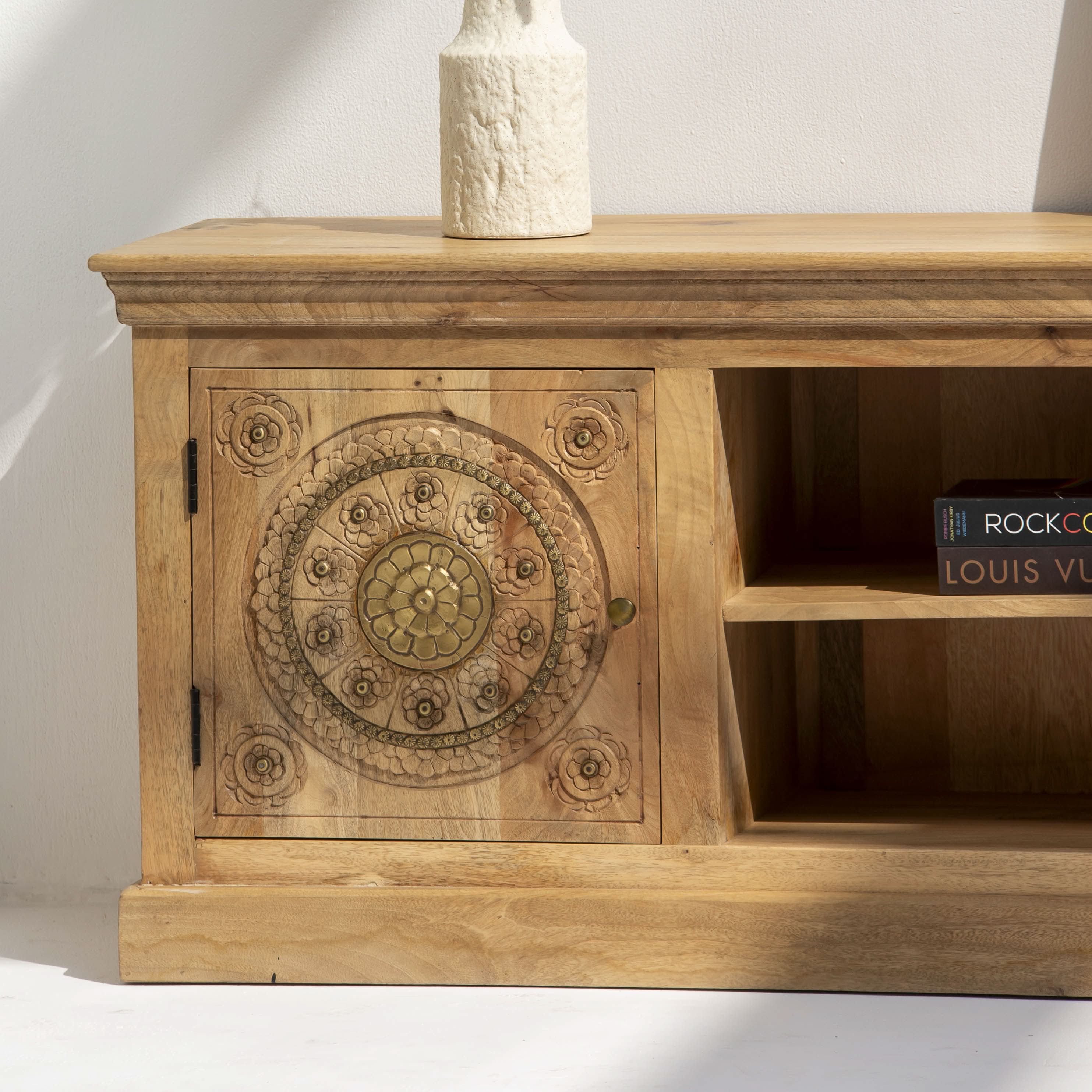 GOLD-COAT WOODEN TV STAND - Art and craft furniture