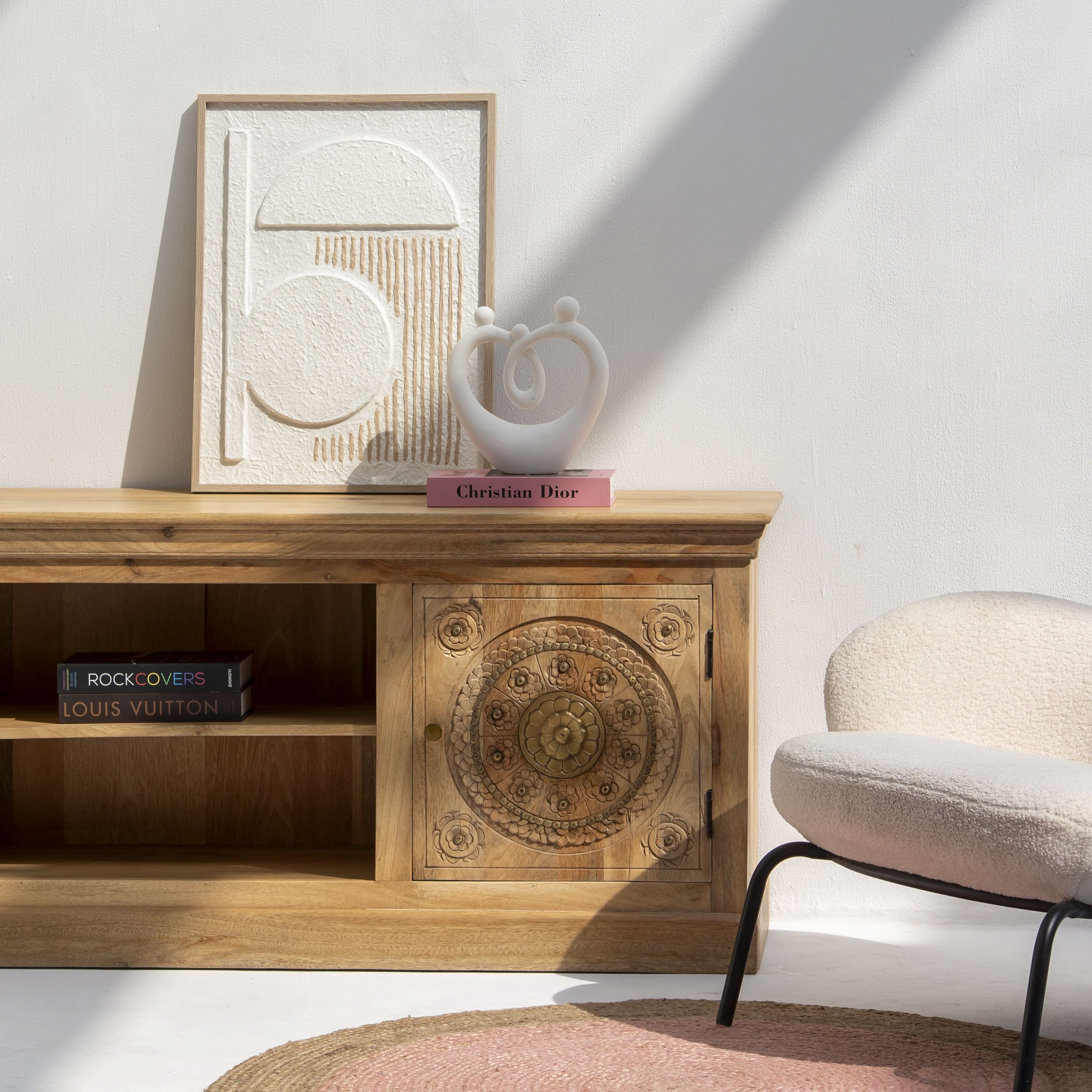 GOLD-COAT WOODEN TV STAND - Art and craft furniture