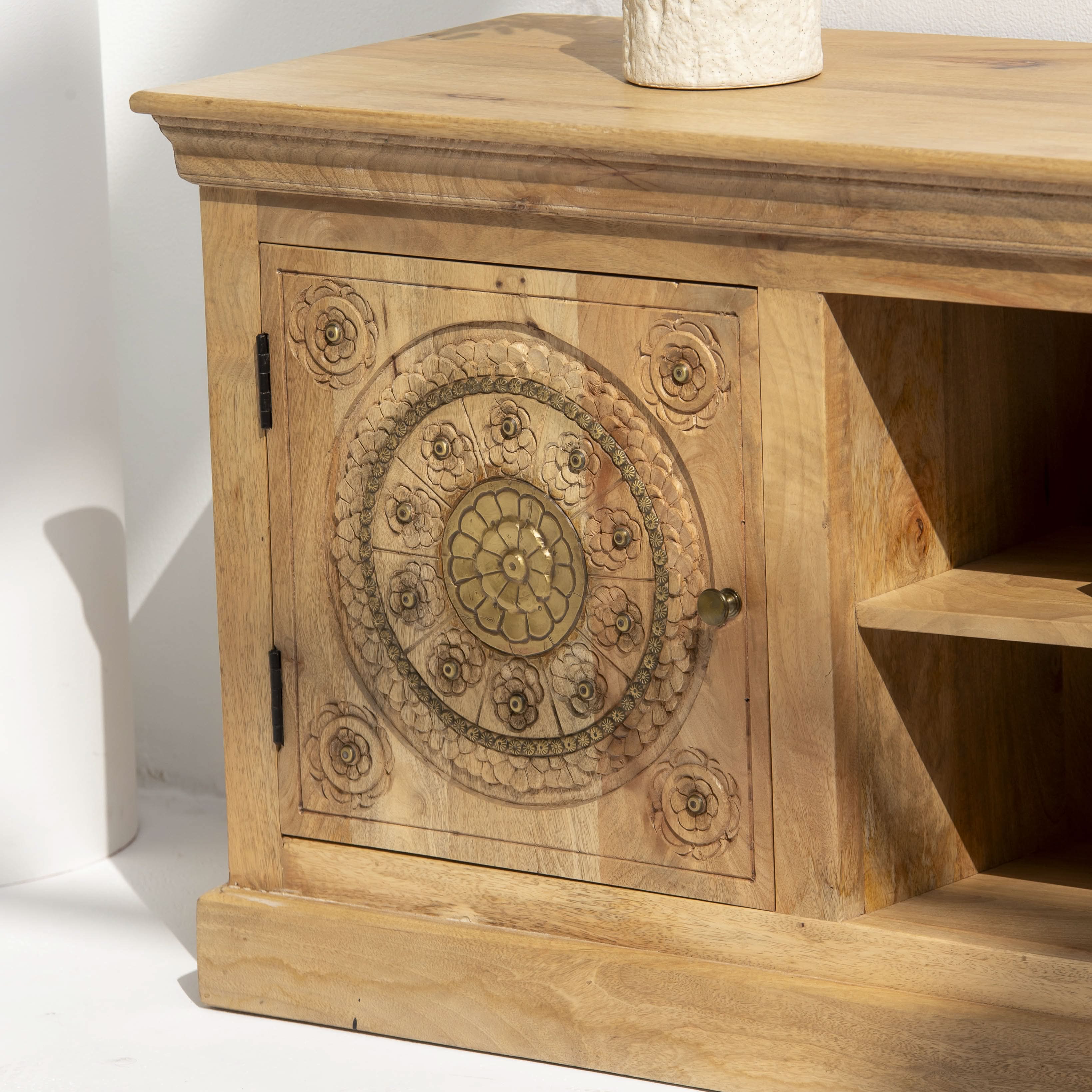 GOLD-COAT WOODEN TV STAND - Art and craft furniture