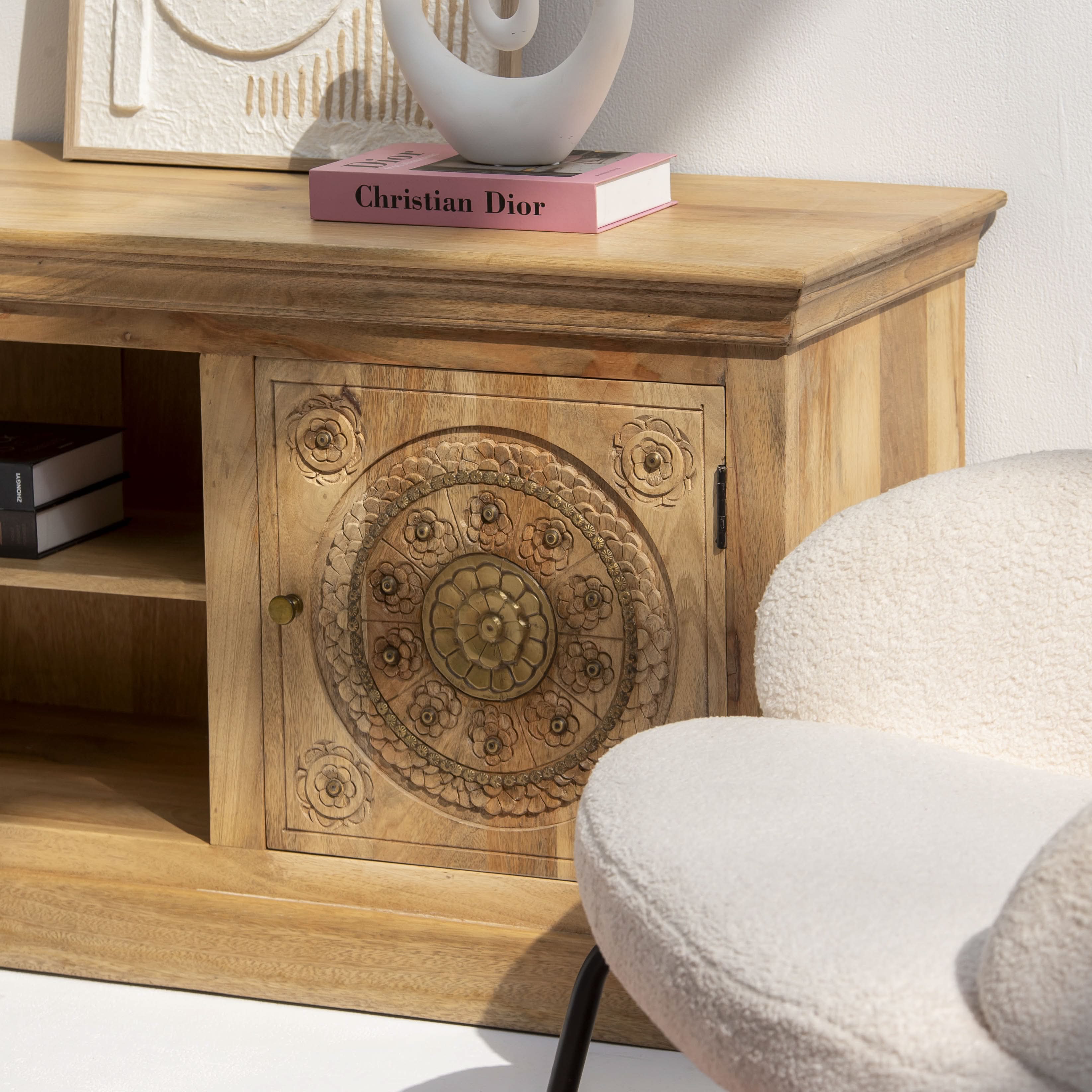 GOLD-COAT WOODEN TV STAND - Art and craft furniture