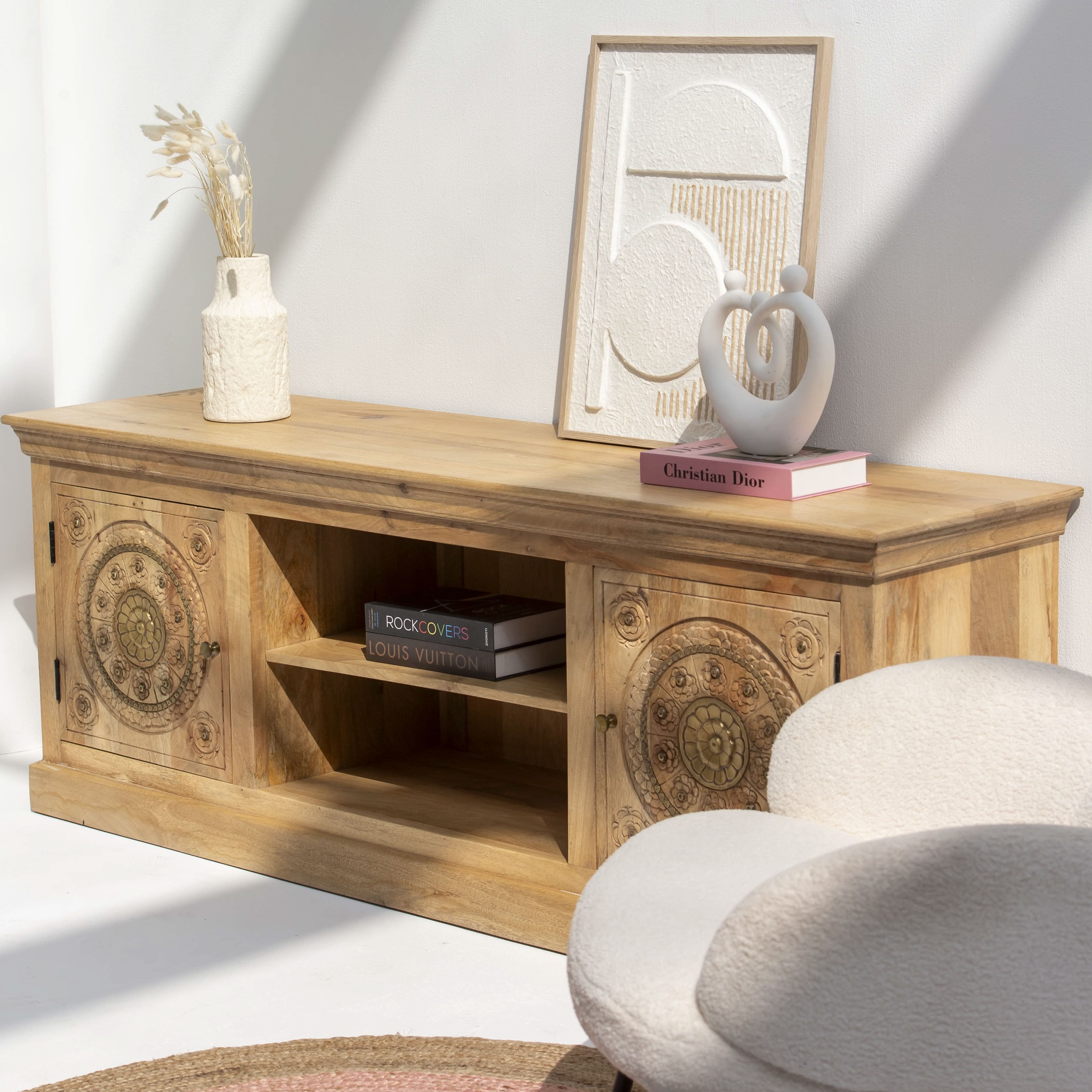 GOLD-COAT WOODEN TV STAND - Art and craft furniture