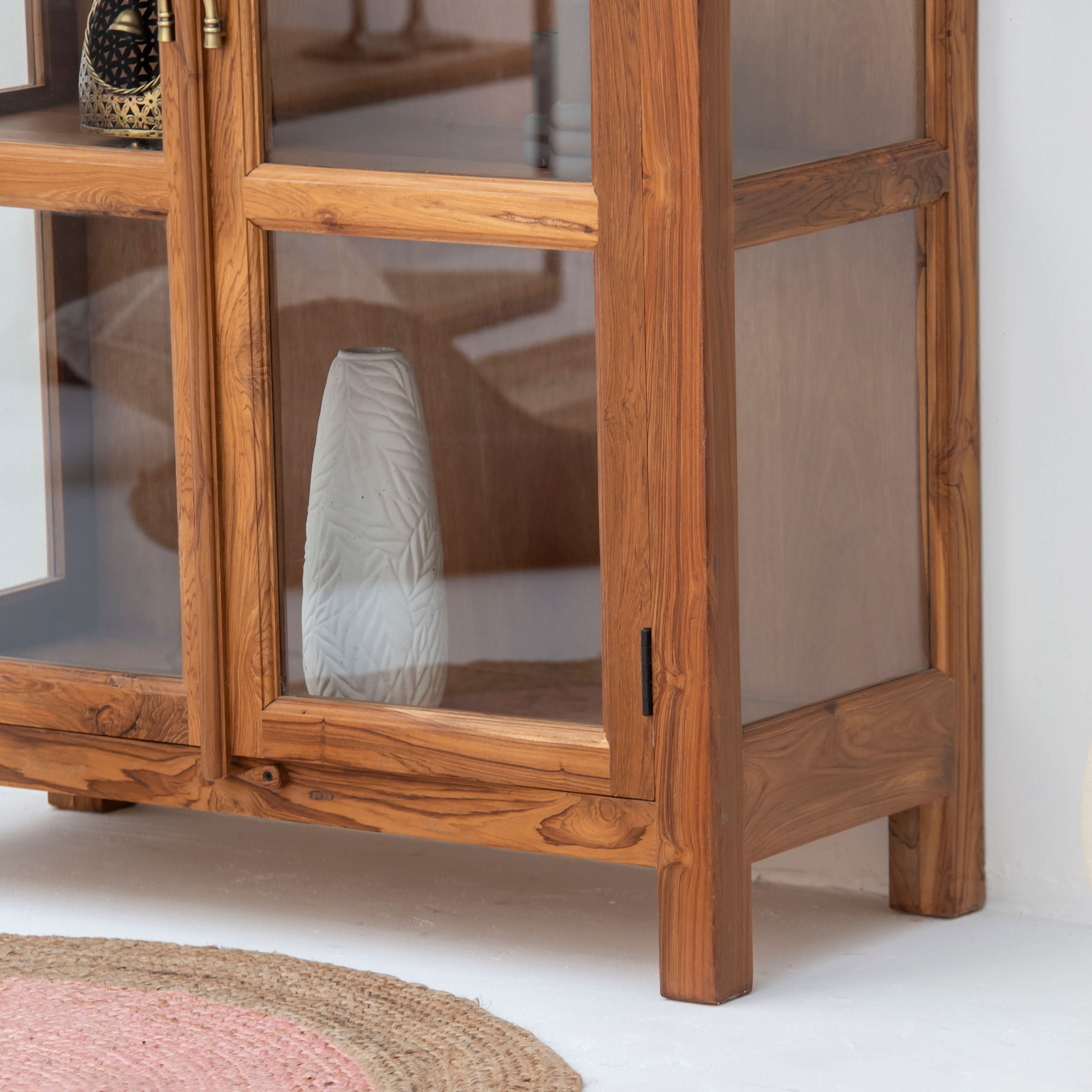 ROYAL TEAK GLASS DOOR CABINET - Art and craft furniture