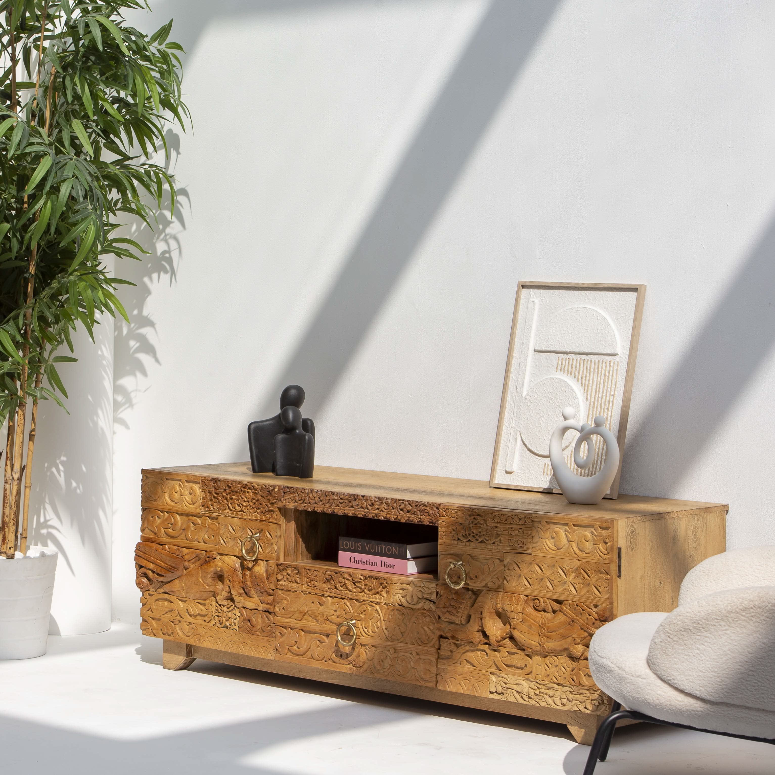 RAJWADA WOODEN TV STAND - Art and craft furniture