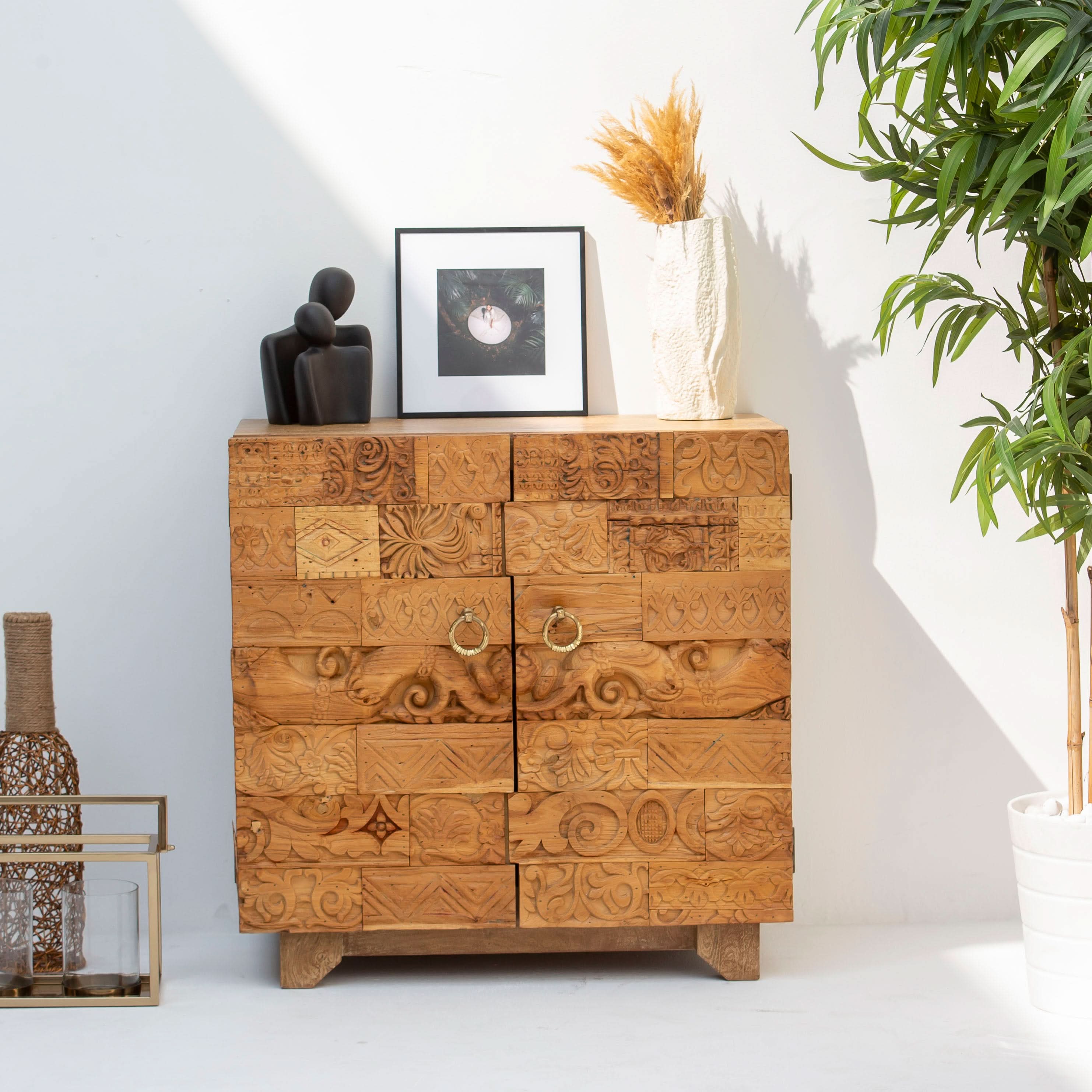 RAJWADA WOODEN TWO DOOR SIDEBOARD - Art and craft furniture