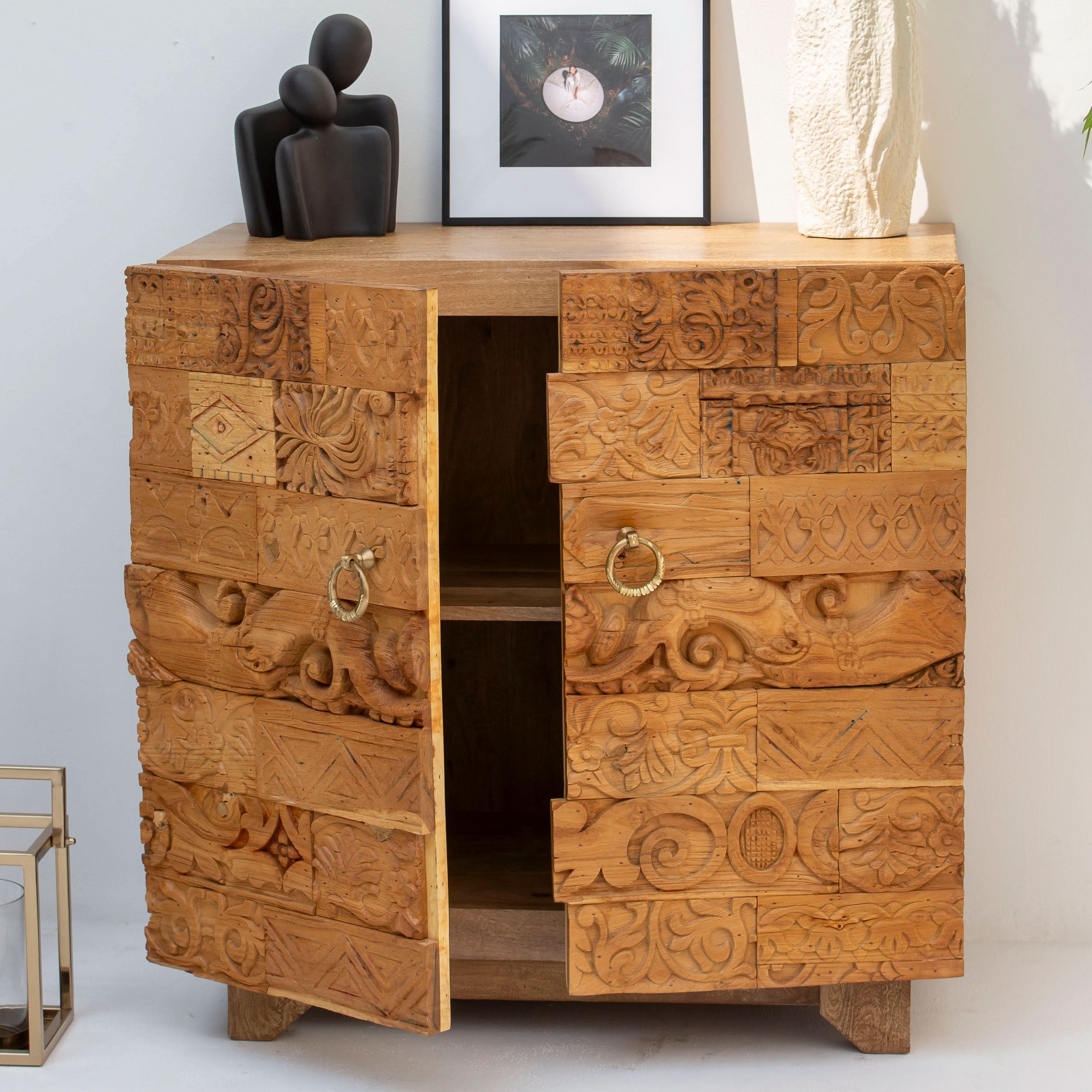 RAJWADA WOODEN TWO DOOR SIDEBOARD - Art and craft furniture