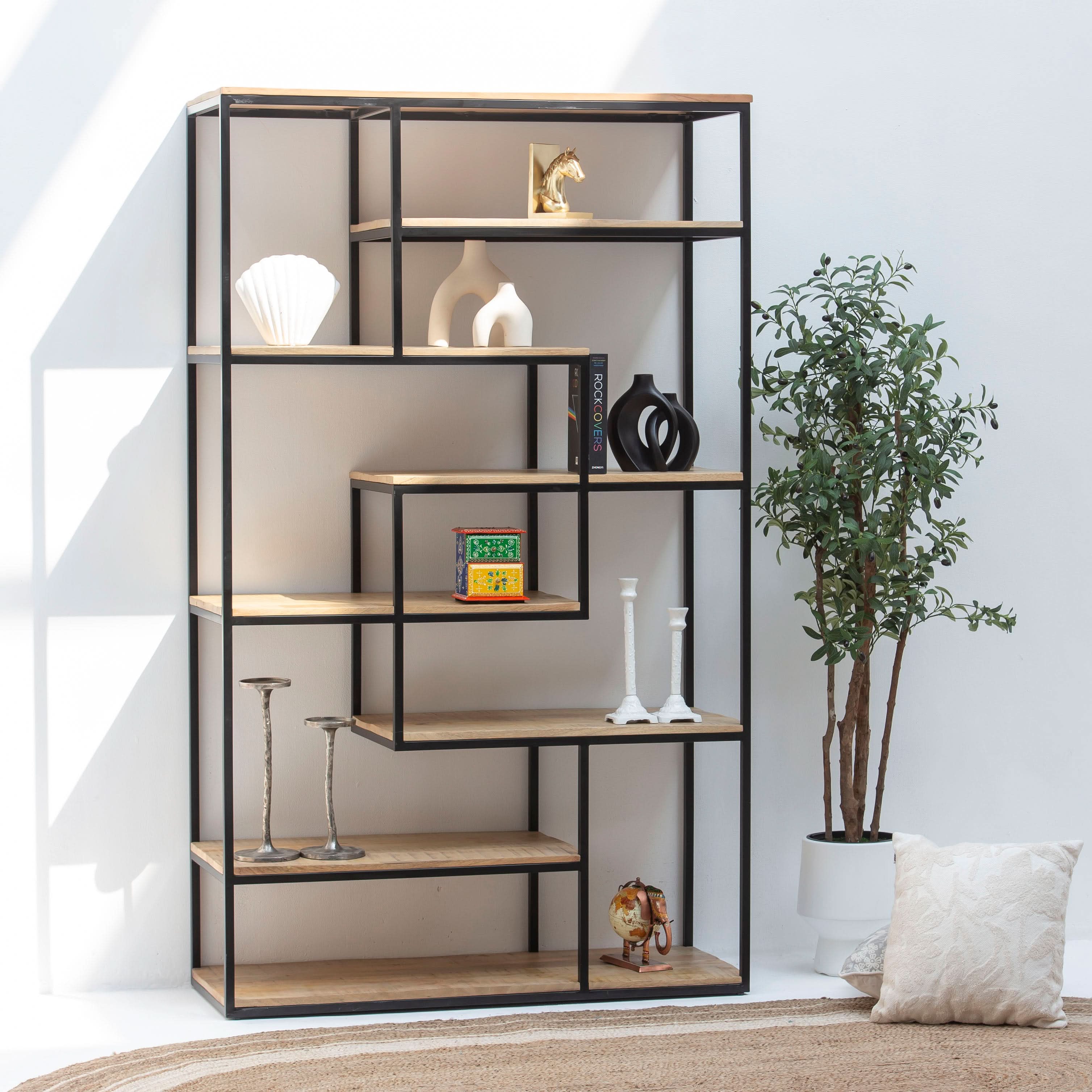 INDUSTRIAL WOODEN BOOKSHELF - Art and craft furniture