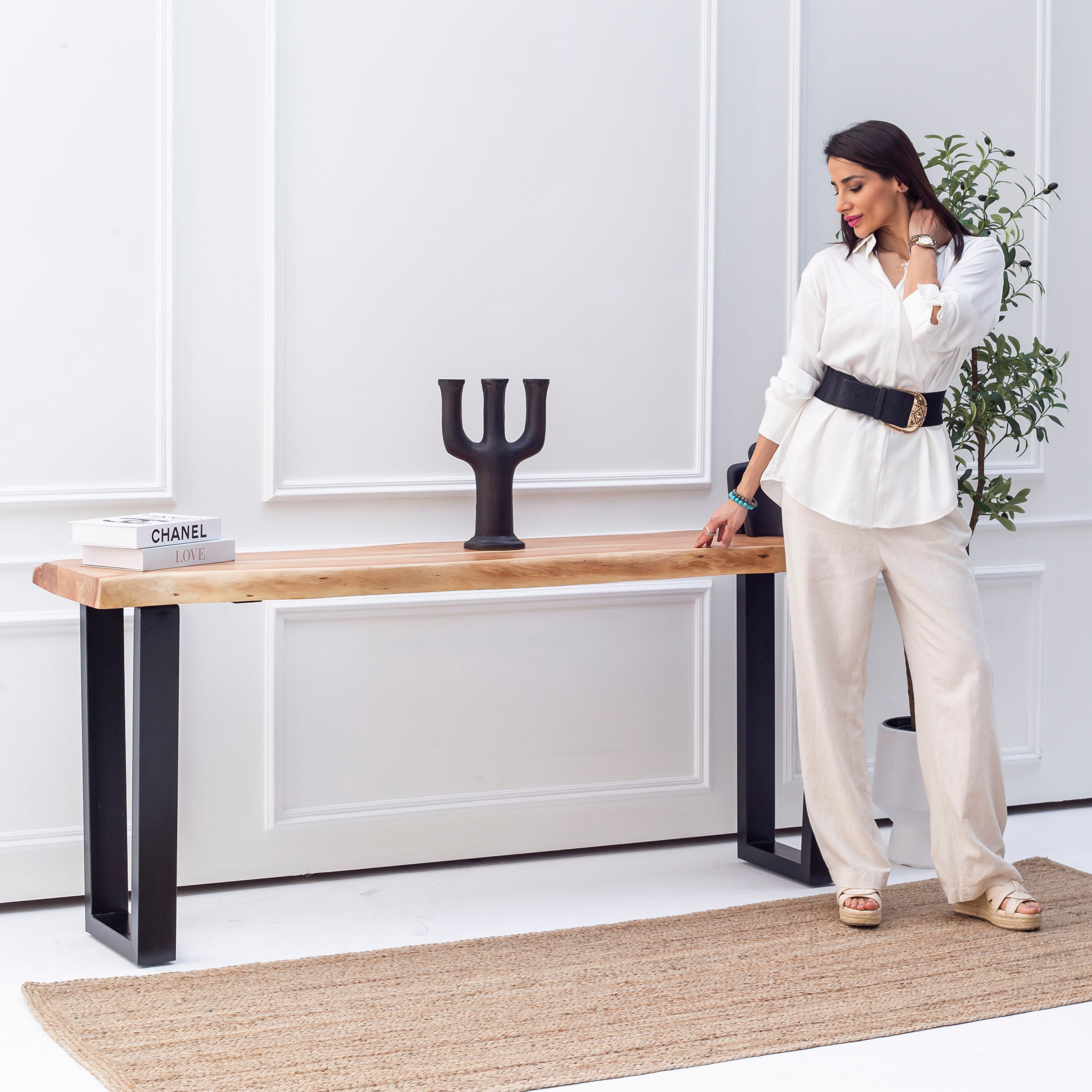 LIVE EDGE ACACIA WOOD CONSOLE TABLE - Art and craft furniture
