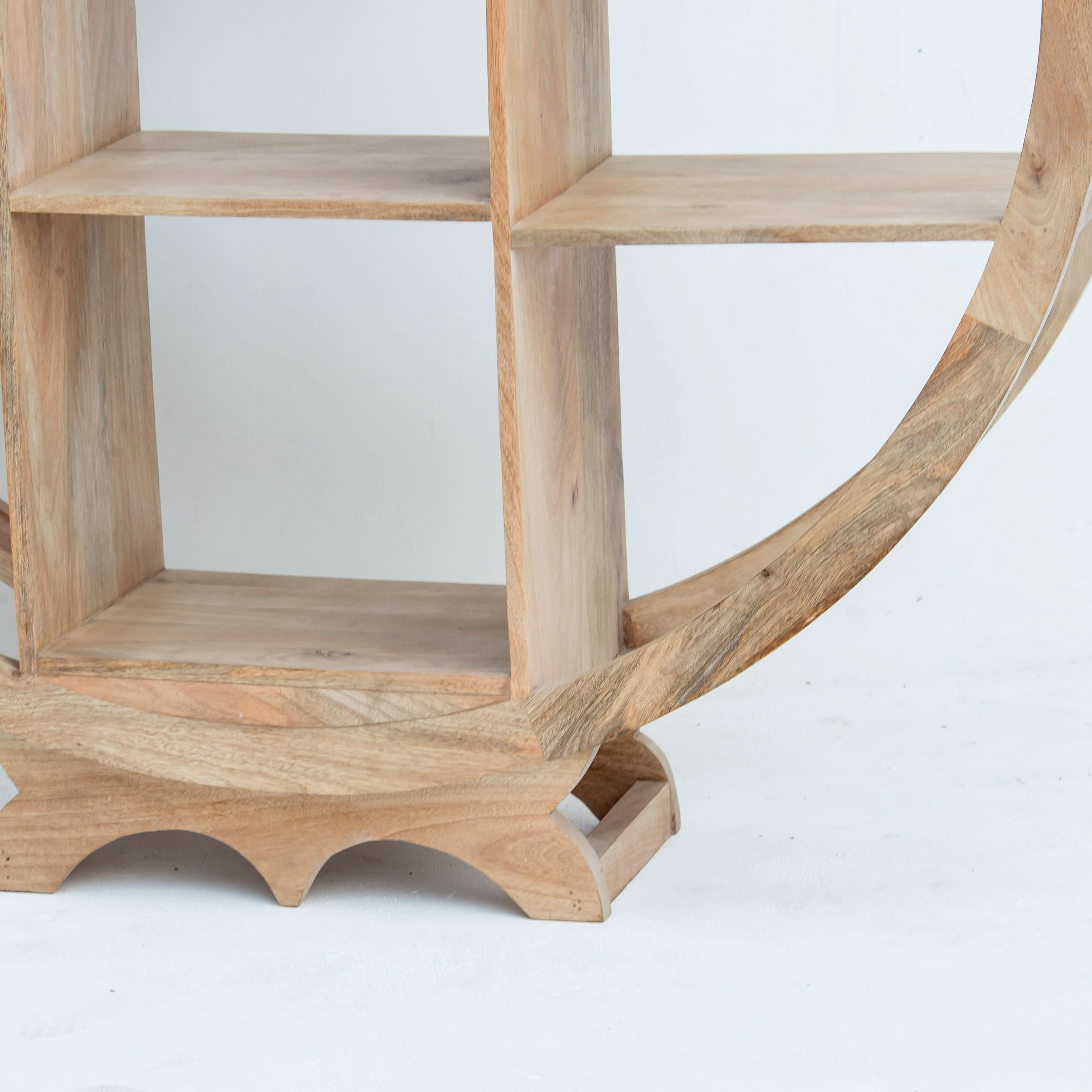AUREVO WOODEN ROUND OPEN BOOKSHELF - Art and craft furniture