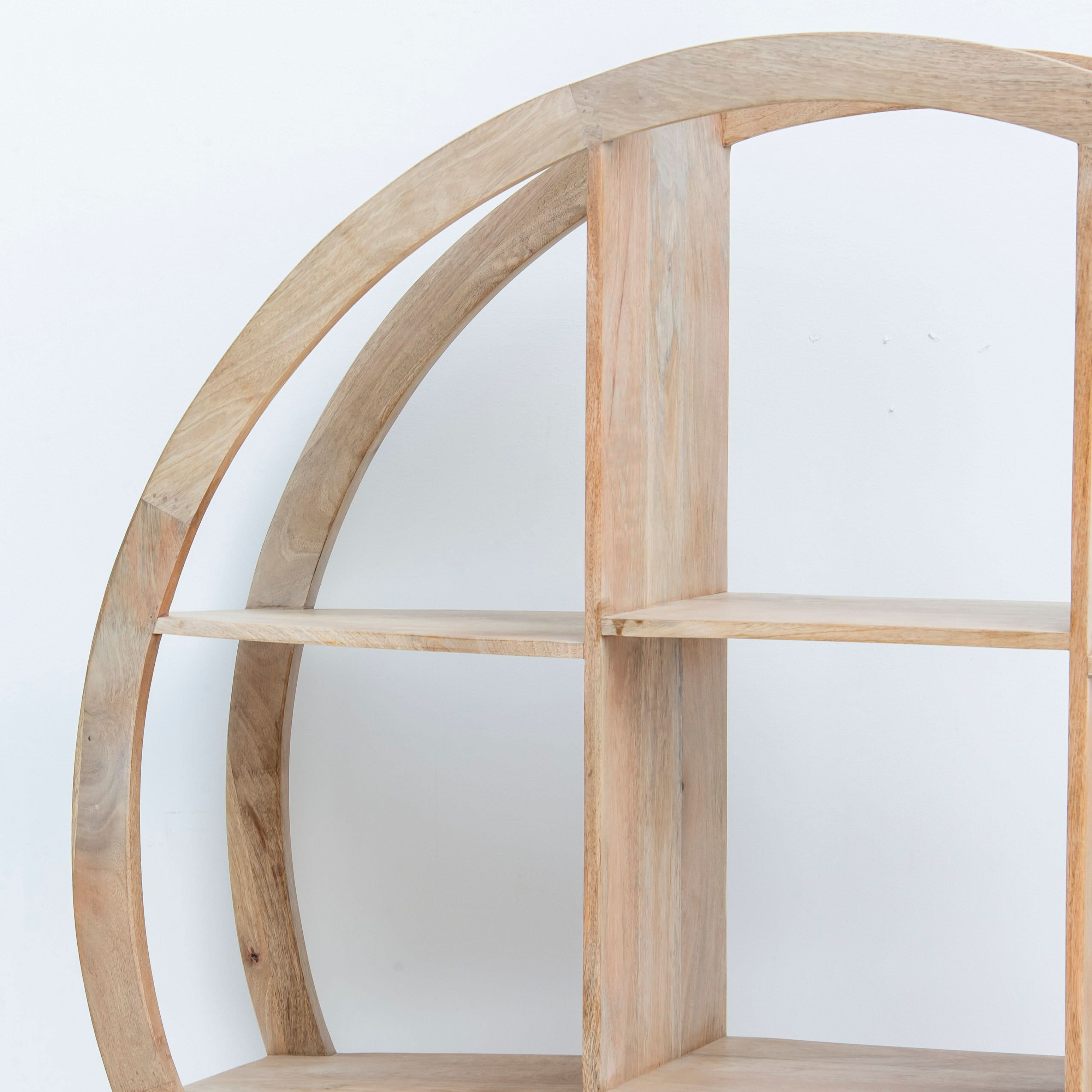 AUREVO WOODEN ROUND OPEN BOOKSHELF - Art and craft furniture