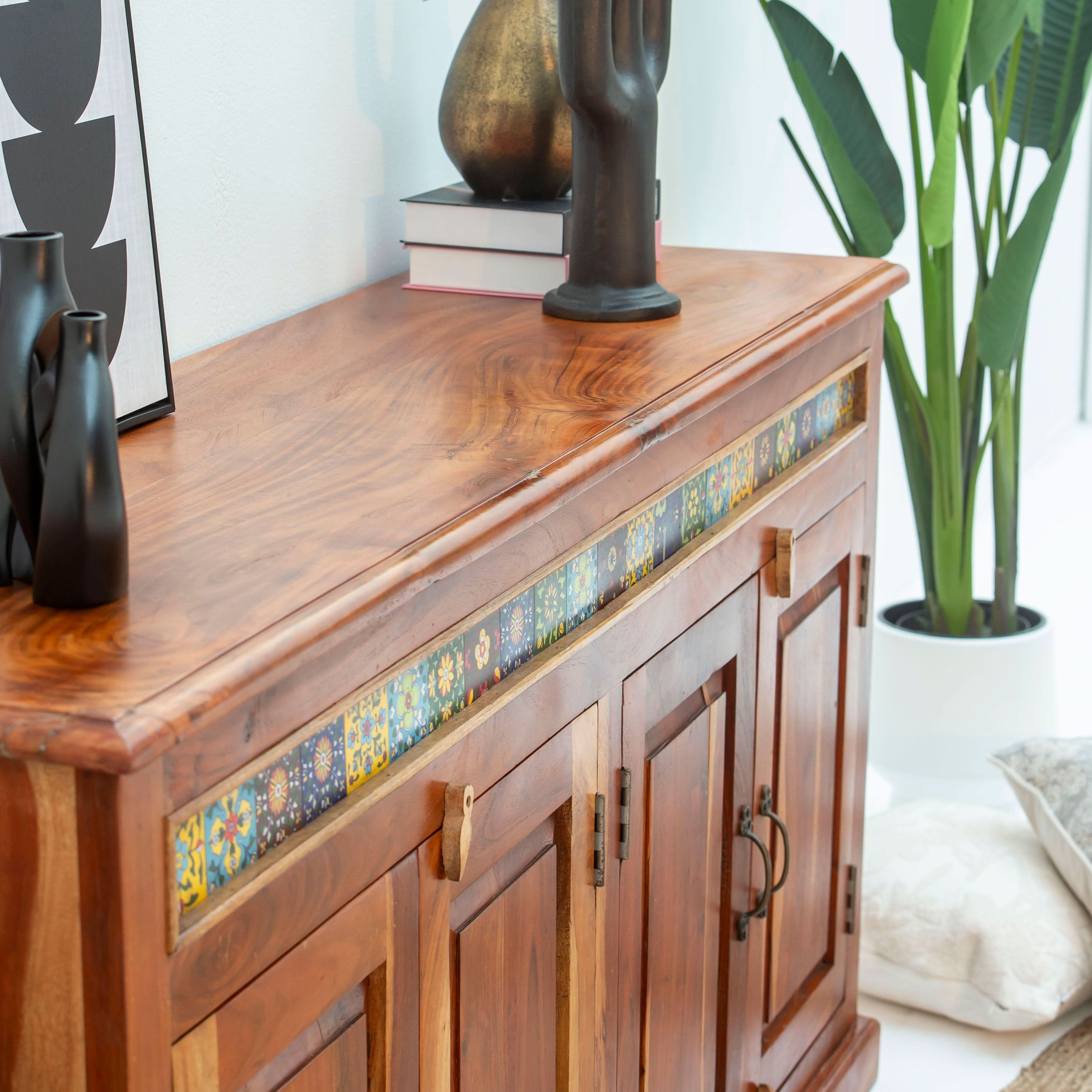 THE ARTISAN ACACIA TILE FOUR DOOR SIDEBOARD - Art and craft furniture