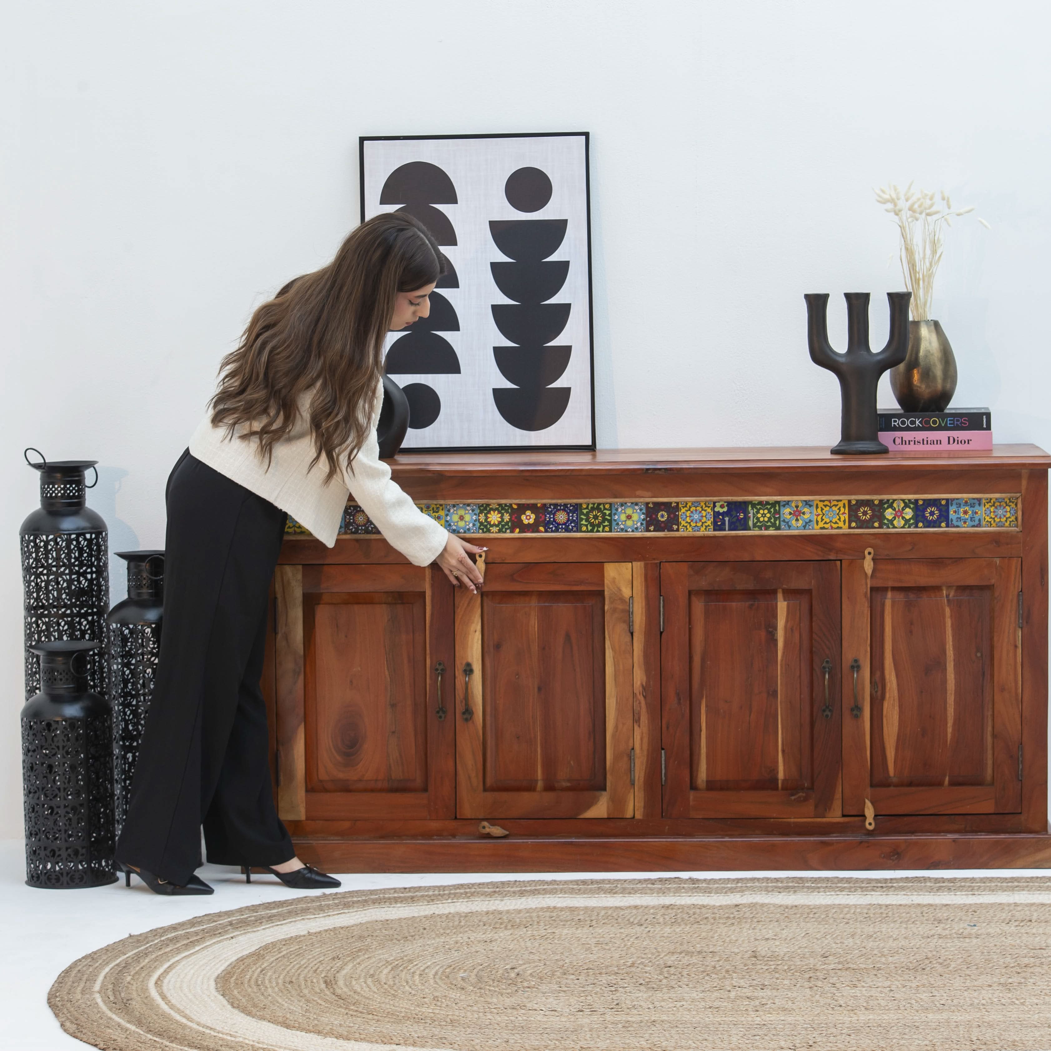 THE ARTISAN ACACIA TILE FOUR DOOR SIDEBOARD - Art and craft furniture