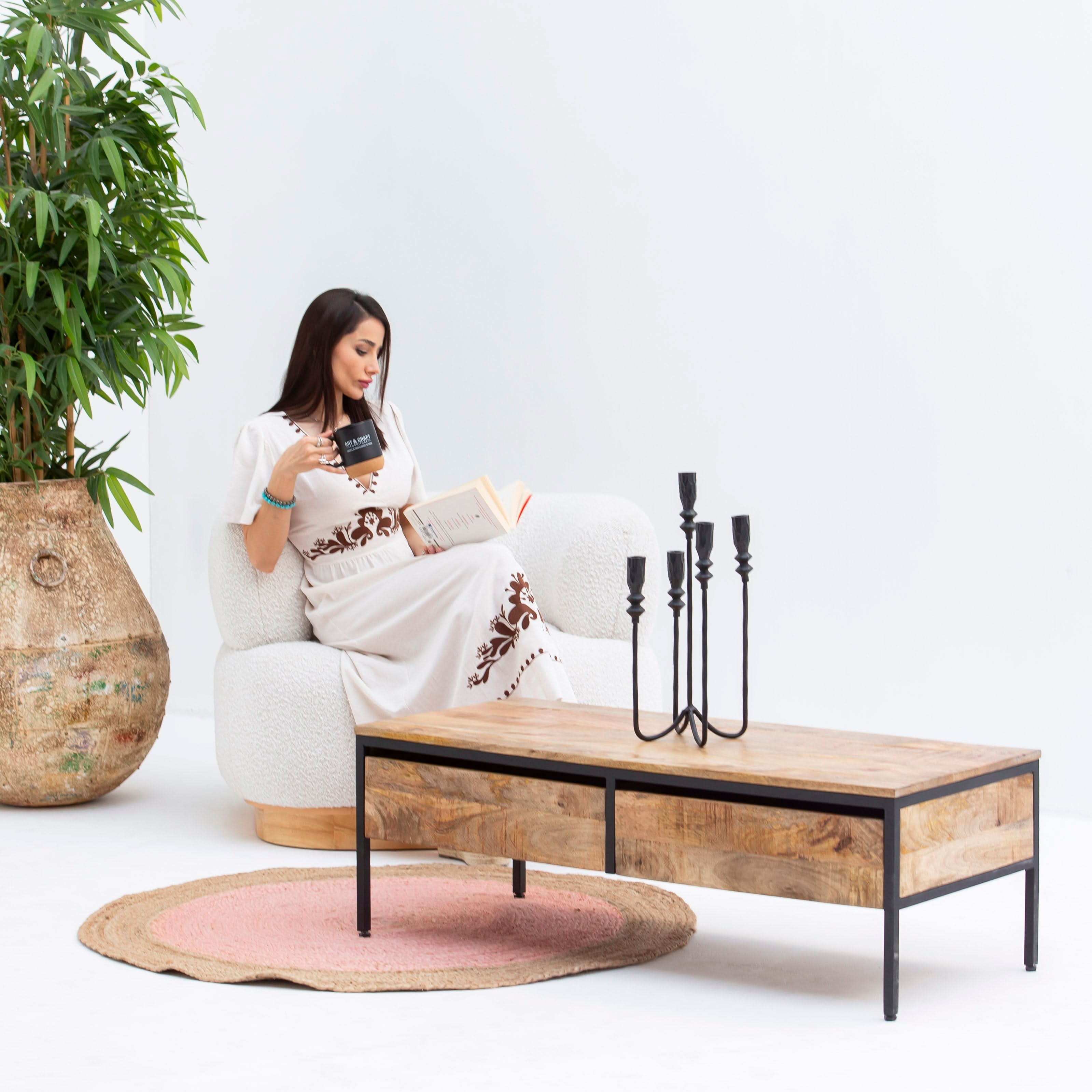 STEELWOOD TWO DRAWER COFFEE TABLE - Art and craft furniture