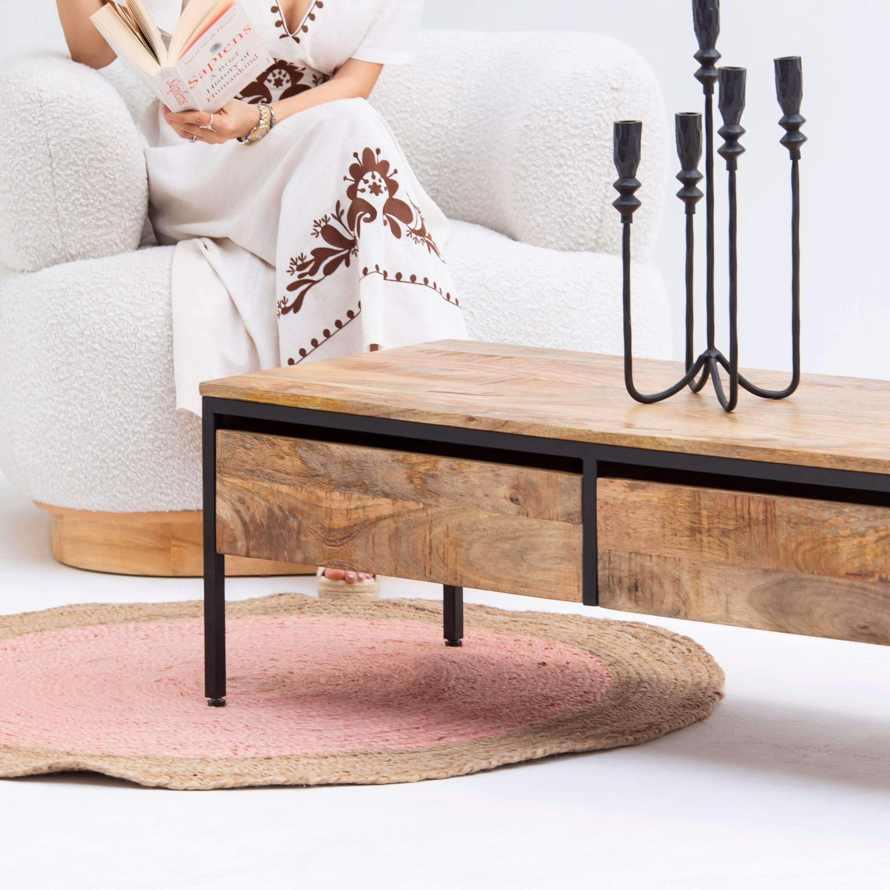 STEELWOOD TWO DRAWER COFFEE TABLE - Art and craft furniture