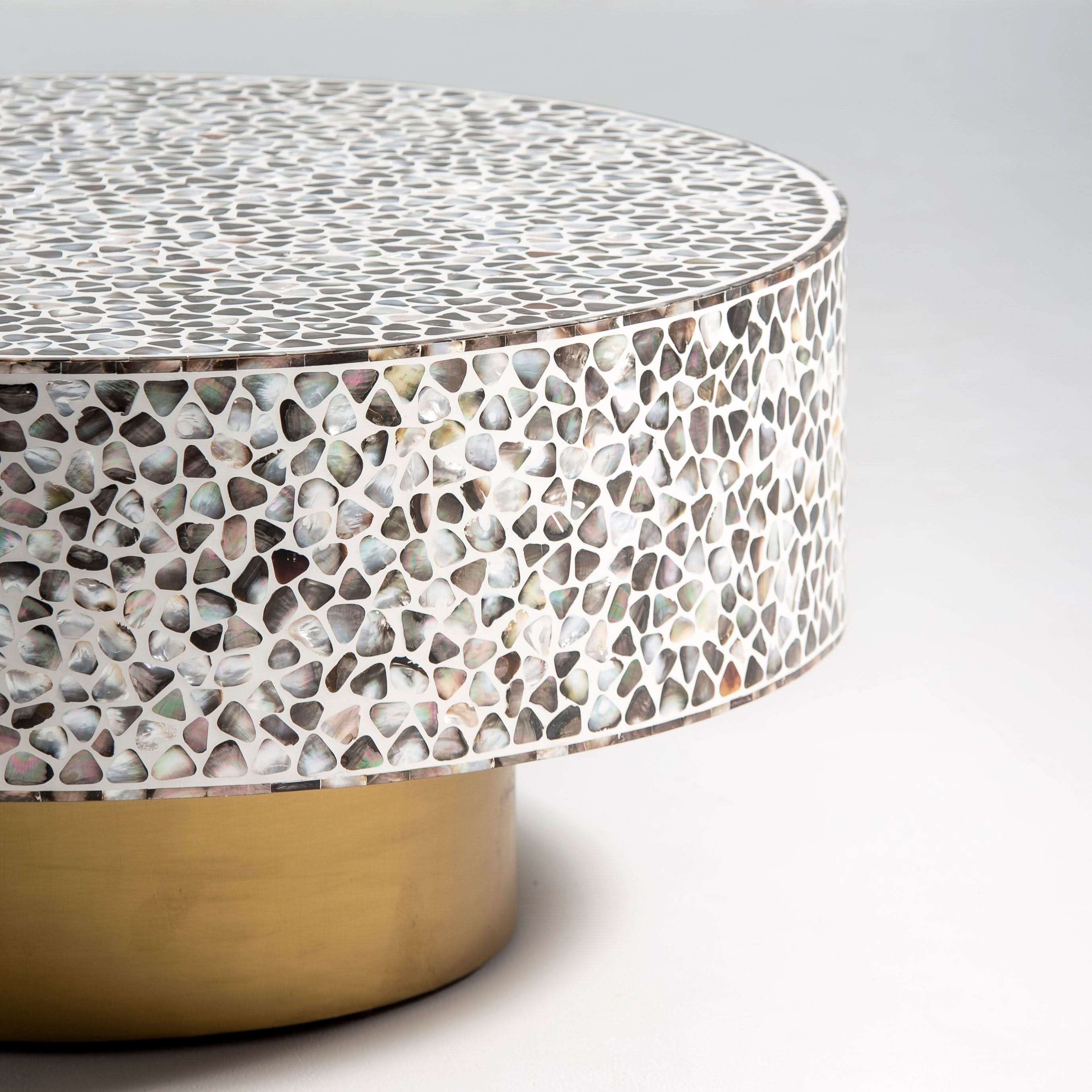 MOONLIT-WHITE MOTHER OF PEARL COFFEE TABLE - Art and craft furniture