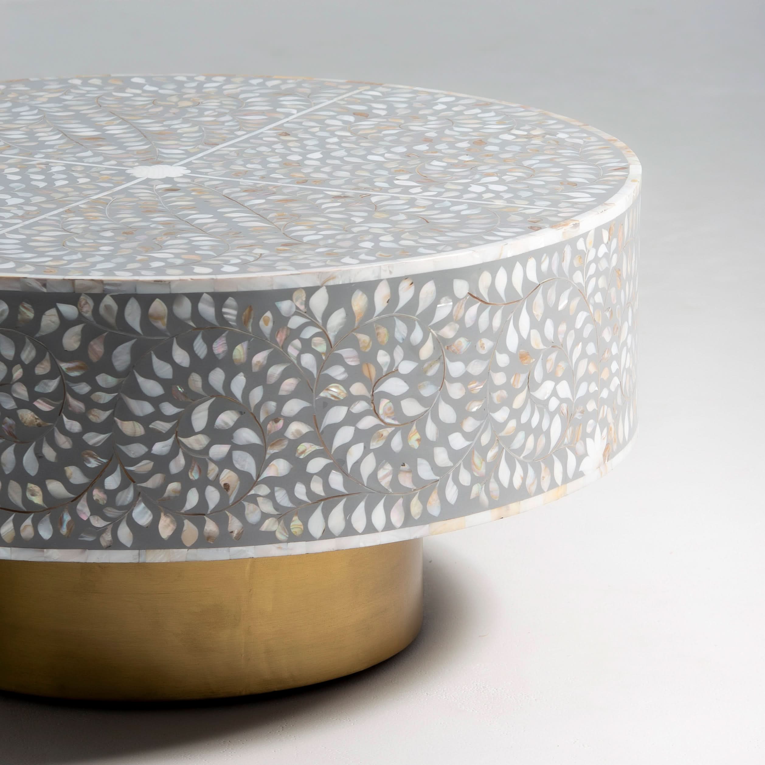 FLORAL GREY MOTHER OF PEARL COFFEE TABLE - Art and craft furniture