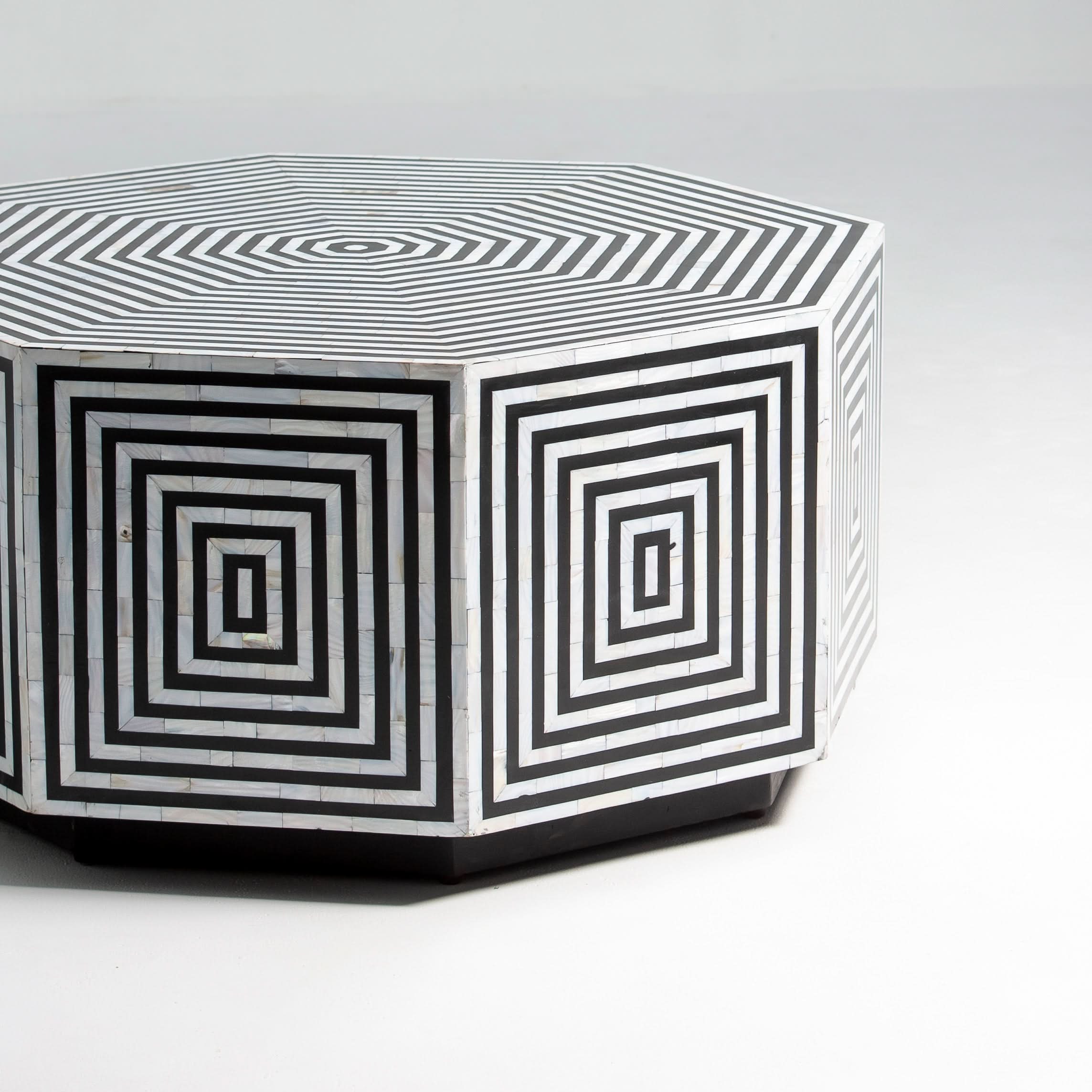 MOONLIT-BLACK MOTHER OF PEARL HEXA COFFEE TABLE - Art and craft furniture