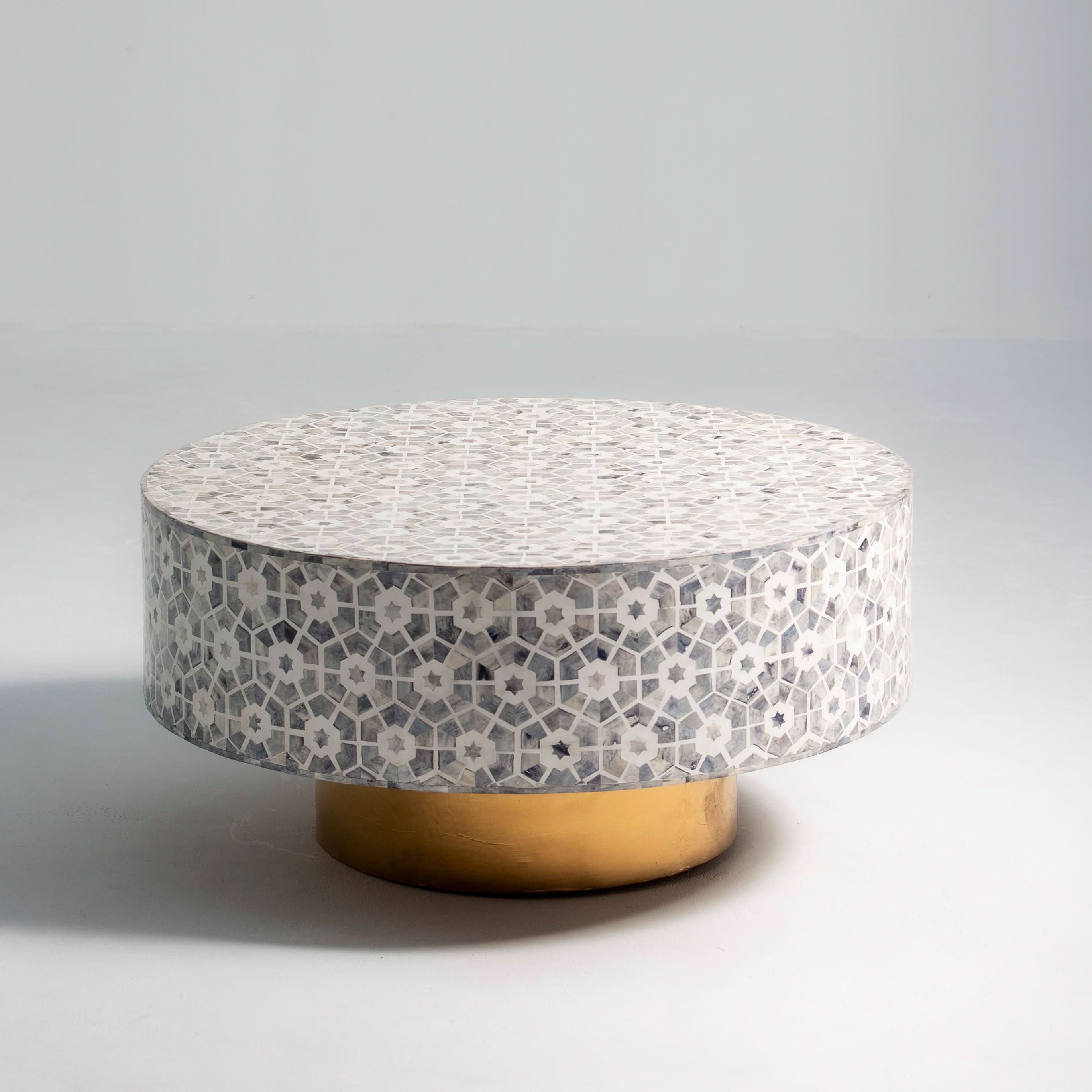 MAJESTIC INLAY ROUND COFFEE TABLE - Art and craft furniture
