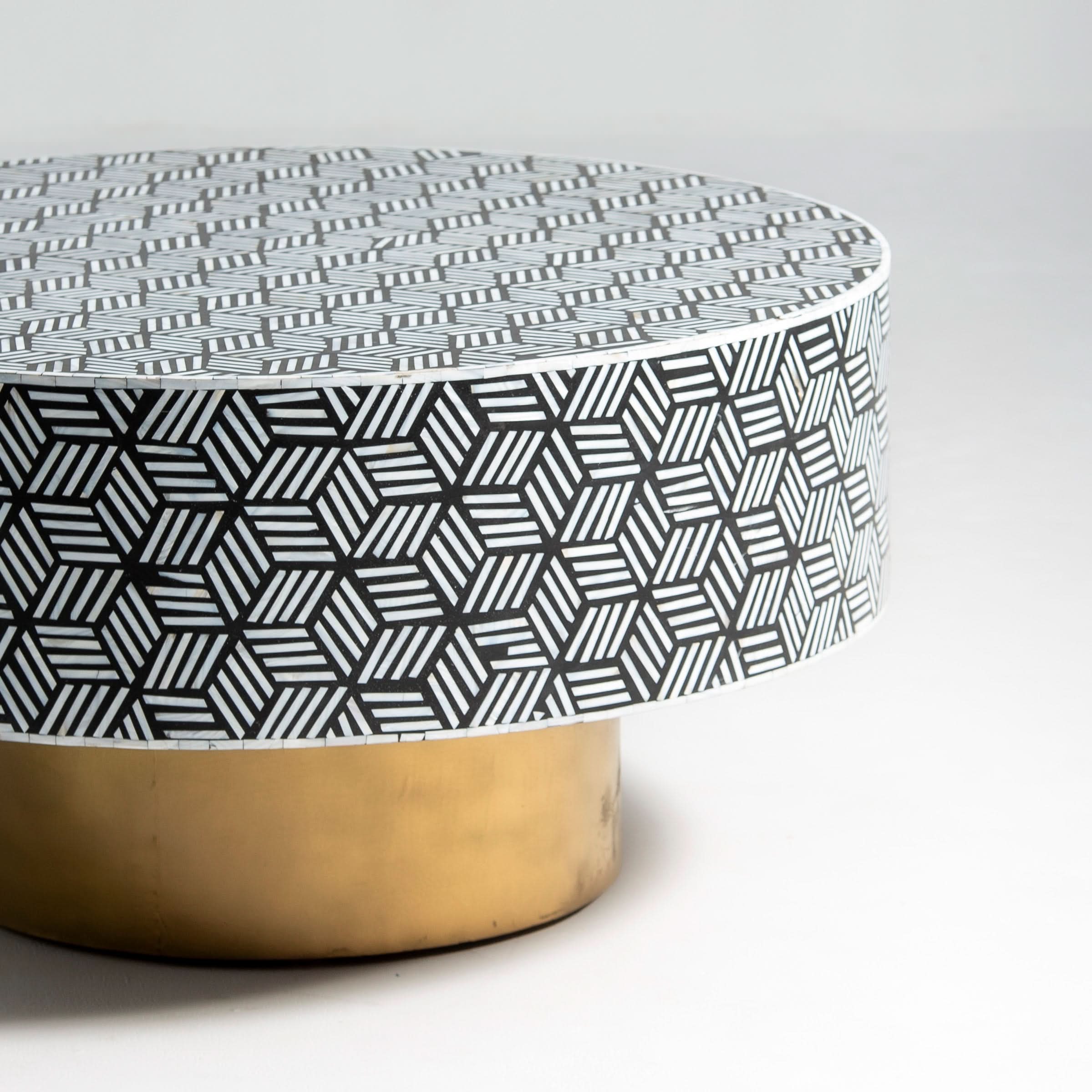 MYSTIC-BLACK INLAY COFFEE TABLE - Art and craft furniture