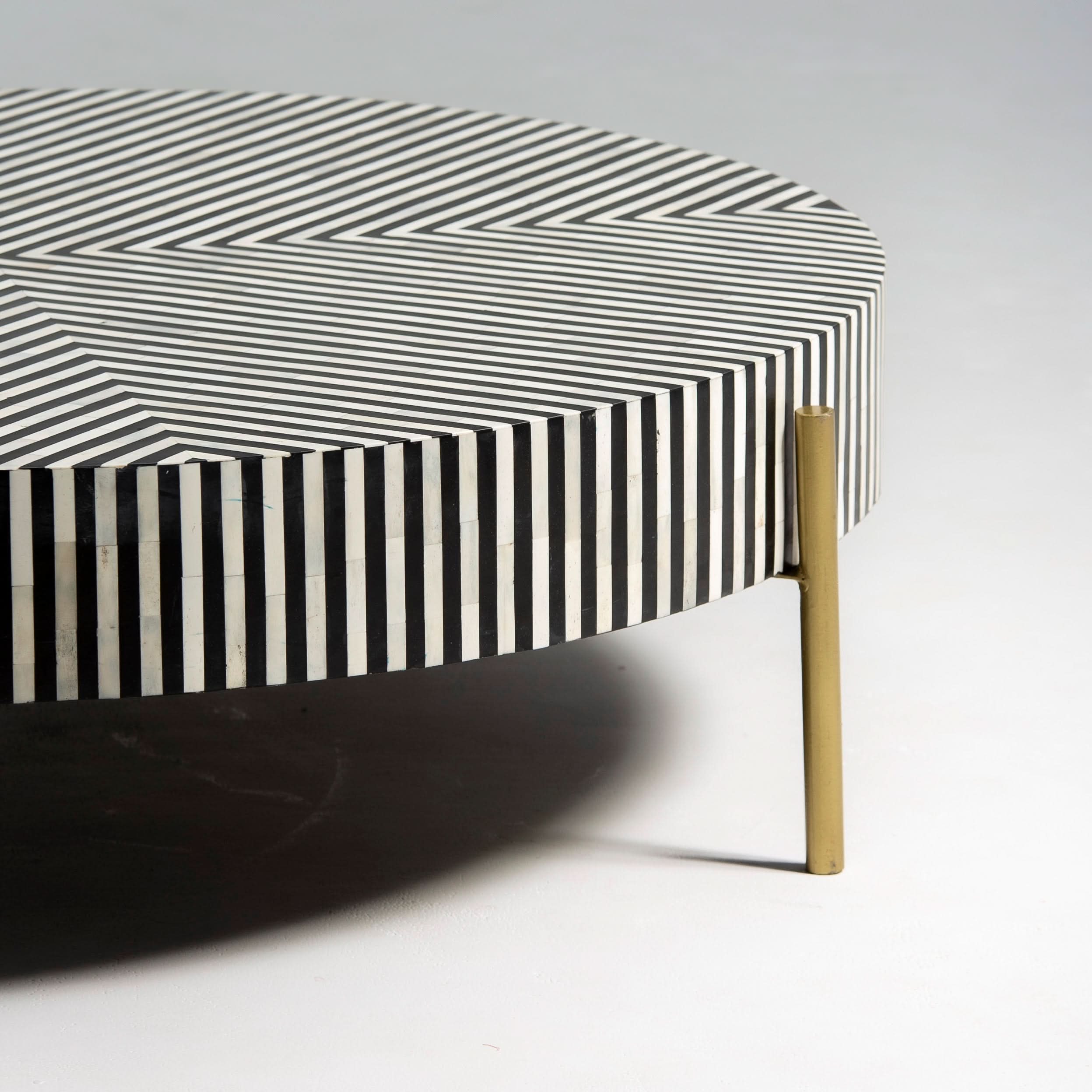MYSTIC-BLACK STRIP INLAY COFFEE TABLE - Art and craft furniture