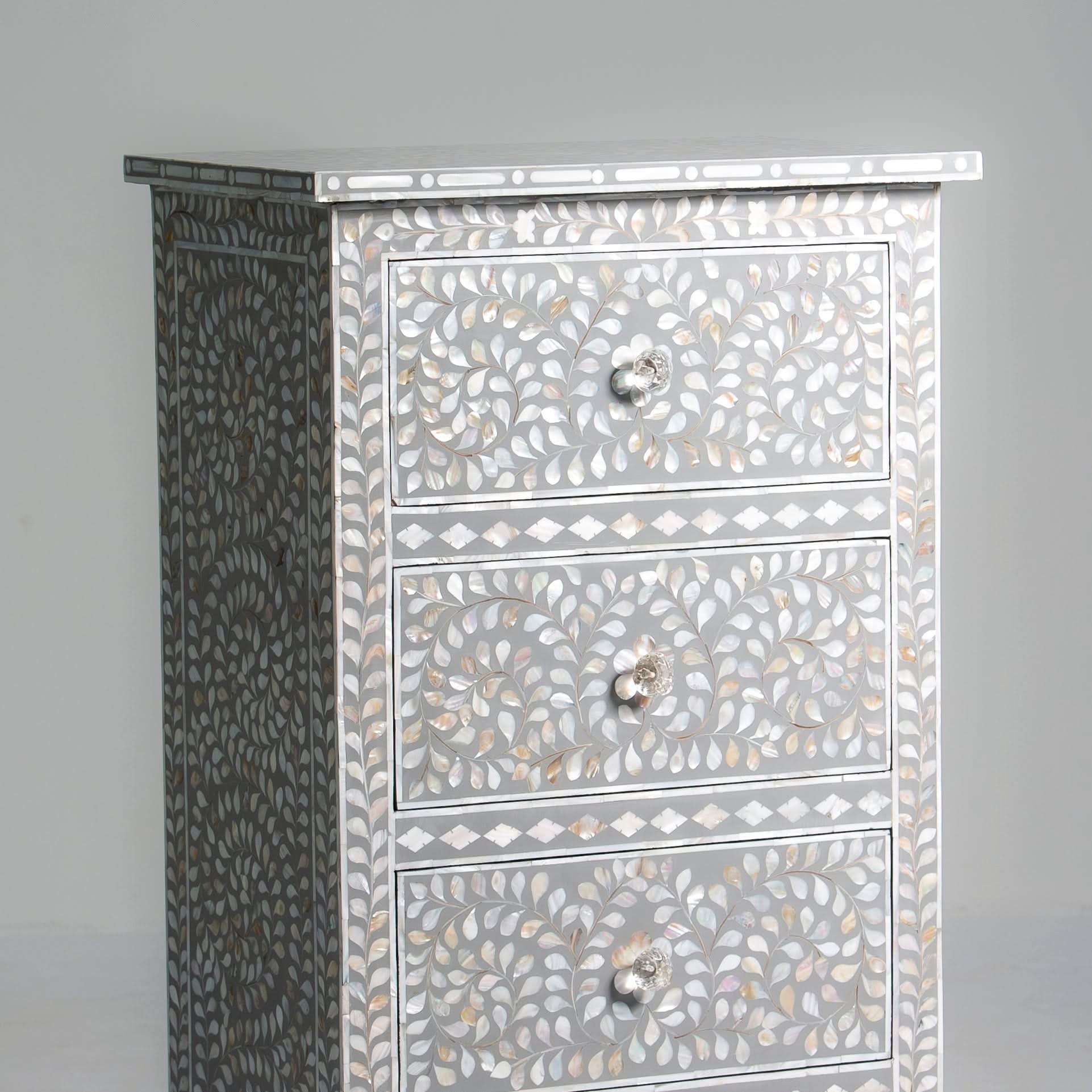 OCEAN PEARL SINGLE GREY MOP CHEST OF DRAWER - Art and craft furniture