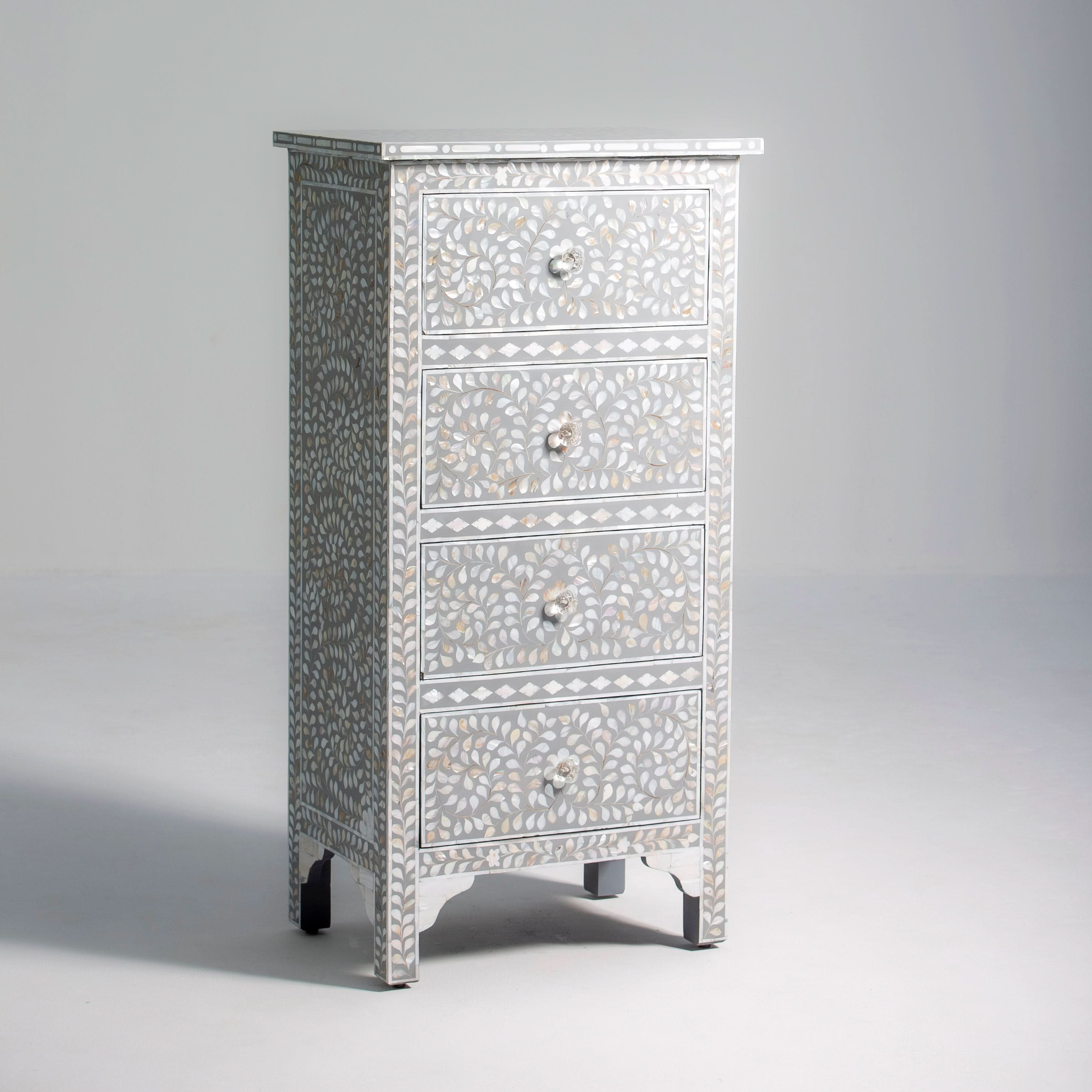OCEAN PEARL SINGLE GREY MOP CHEST OF DRAWER - Art and craft furniture